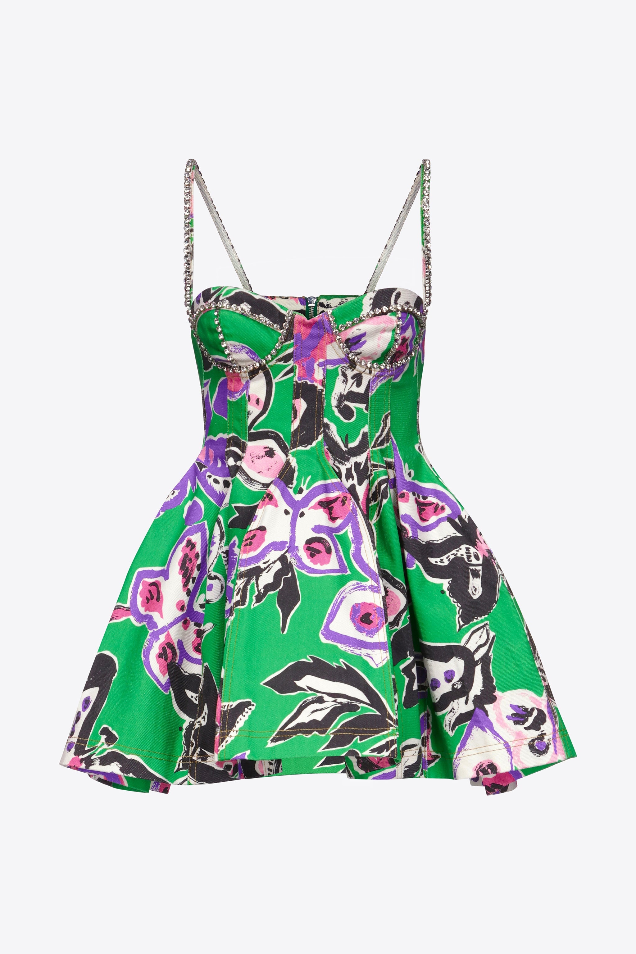 BUTTERFLY PRINTED GODET MINI DRESS - 1