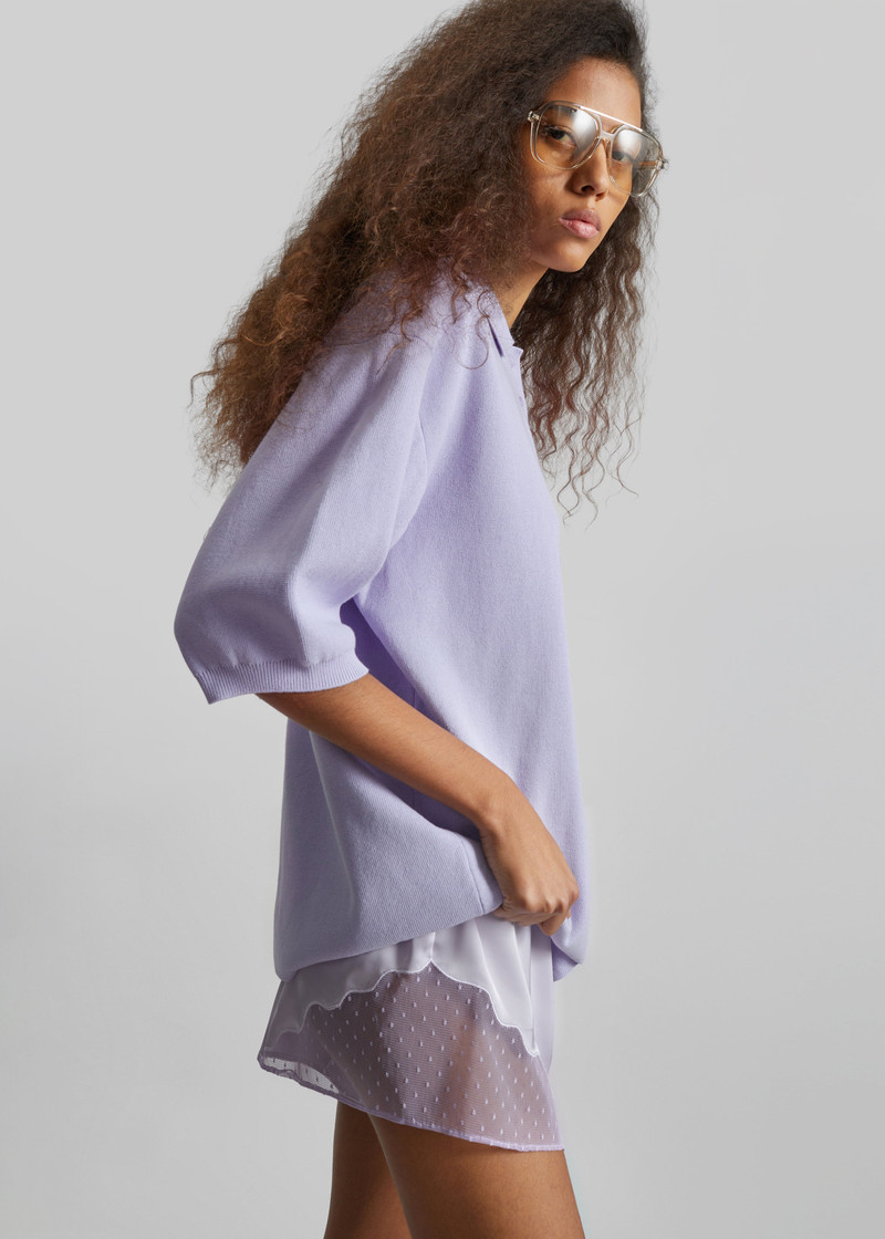 Malmo Satin Mini Shorts - Lavender 7