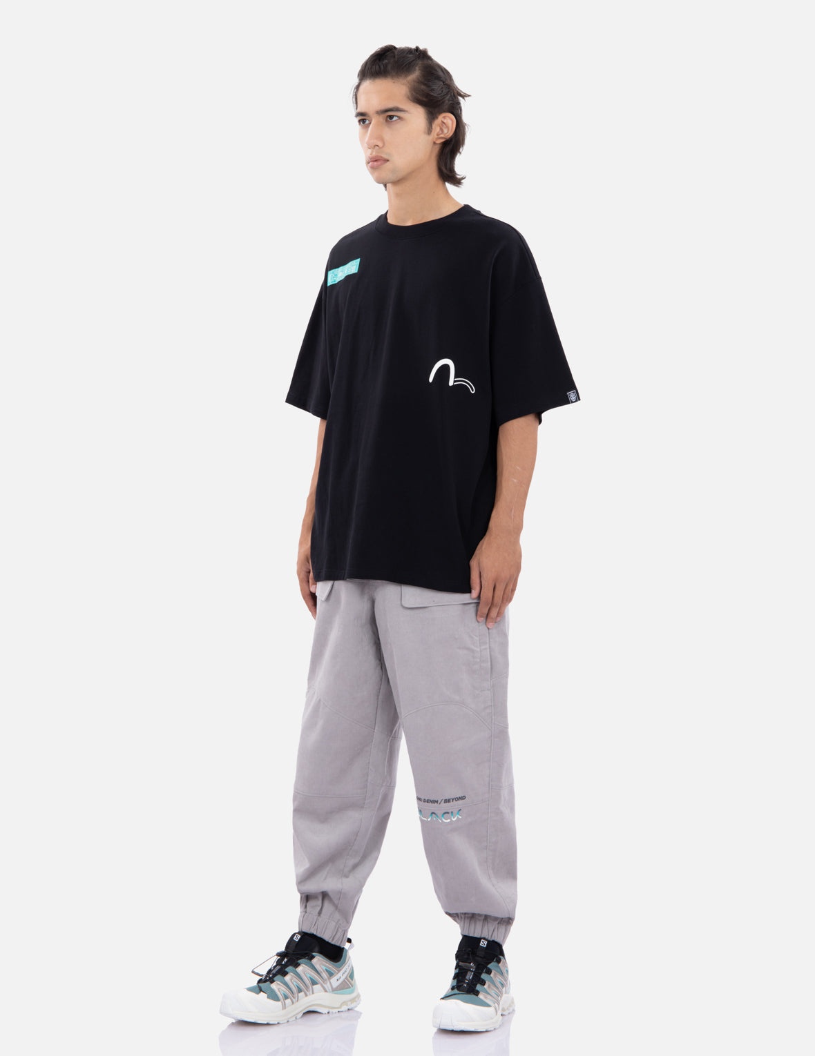 Gradient Slogan Print Corduroy Cargo Pants - 3