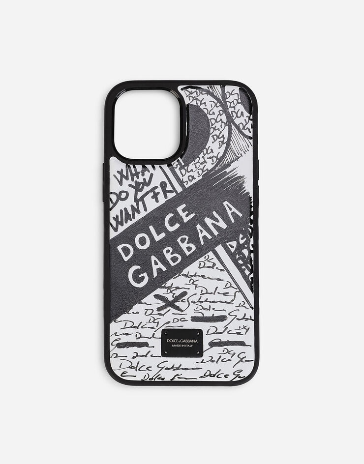 Graffiti-print calfskin iPhone 12 Pro Max cover - 1