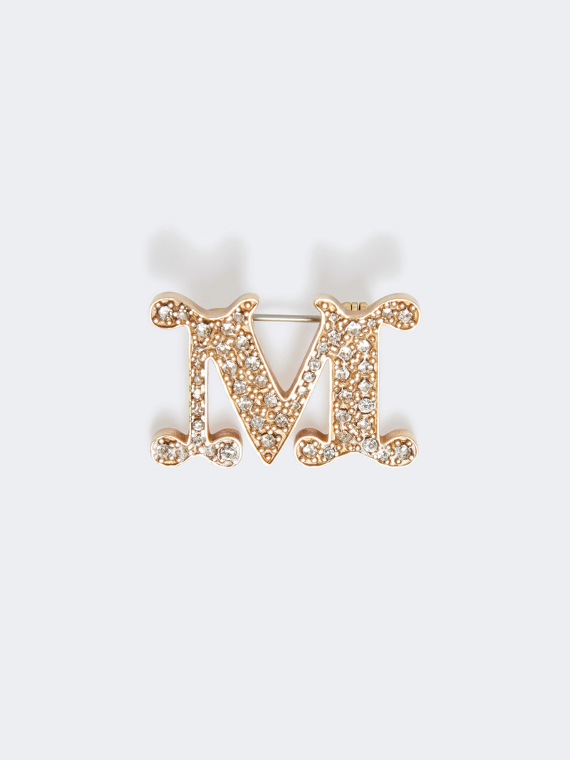 FACELLA Crystal-adorned Monogram brooch - OPTICAL WHITE 1