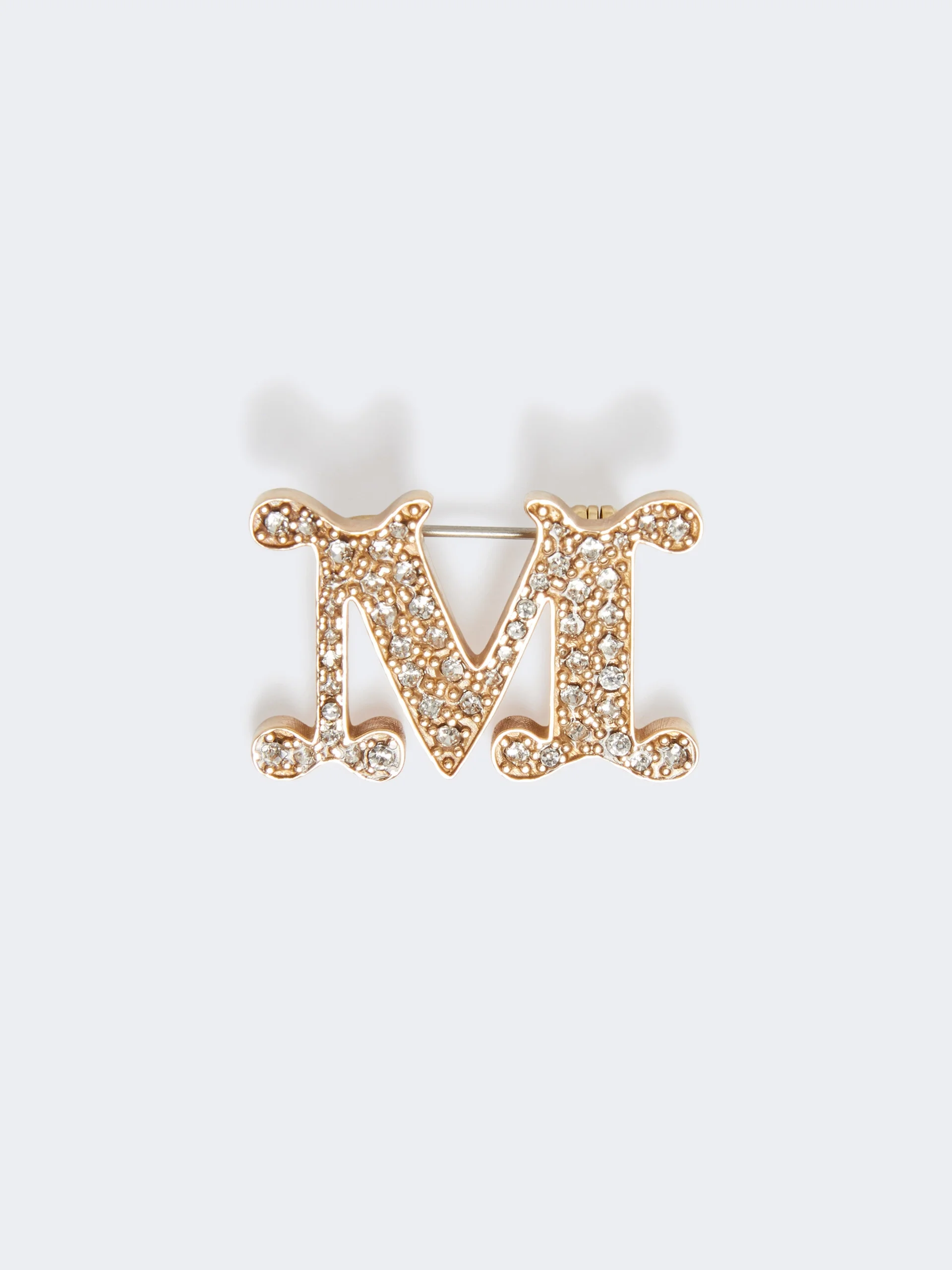 Crystal-adorned Monogram brooch - OPTICAL WHITE - 1