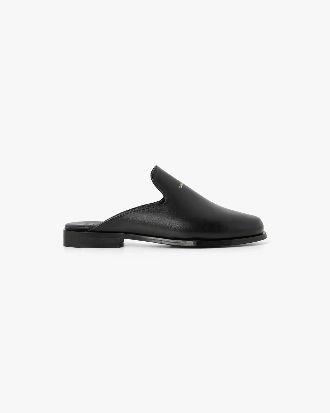Black Leather Loafer Mule - 1