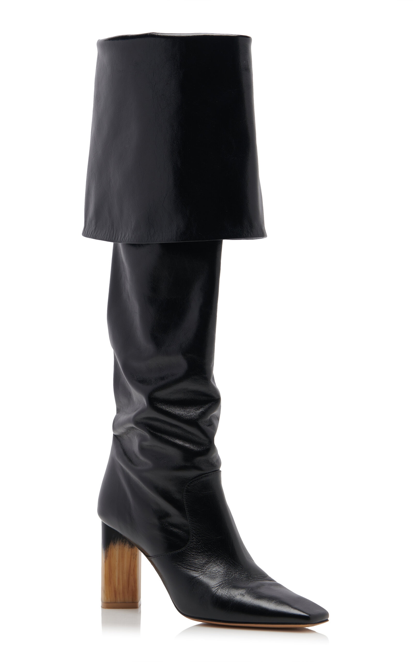 Georgia Fold-Over Leather Knee Boots black - 6