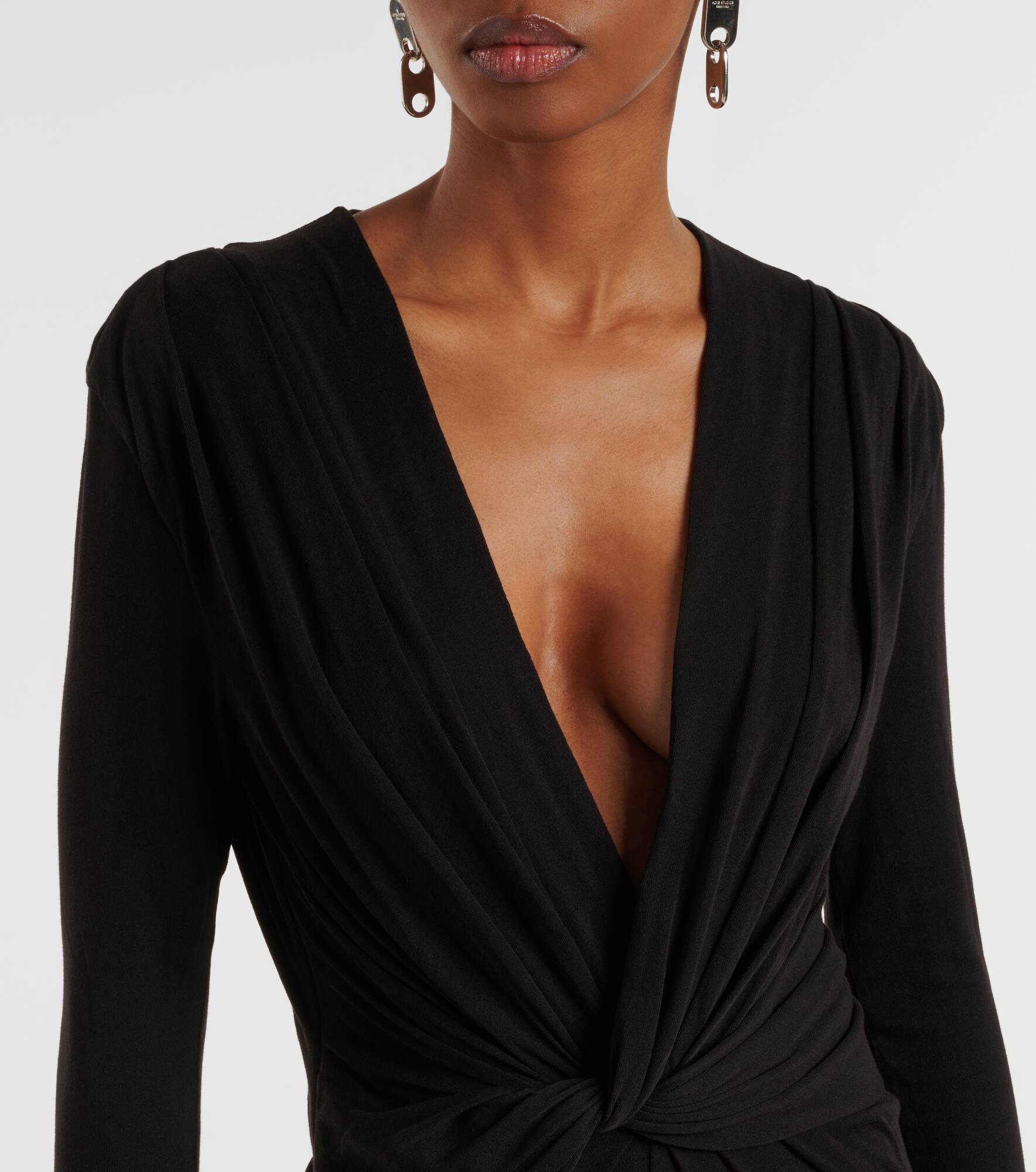 Gathered cotton-blend jersey maxi dress - 4
