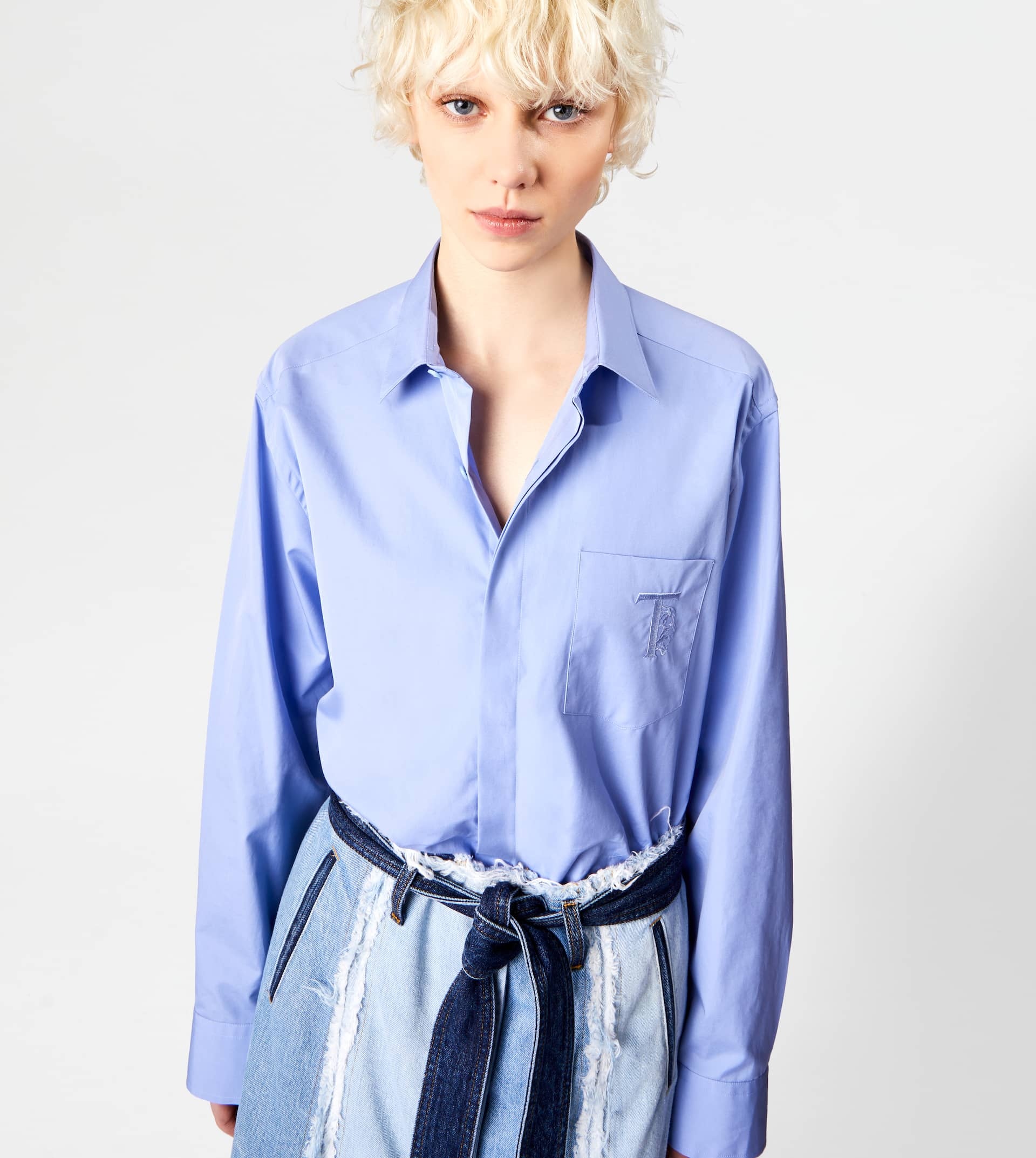 SHIRT IN COTTON - LIGHT BLUE - 6