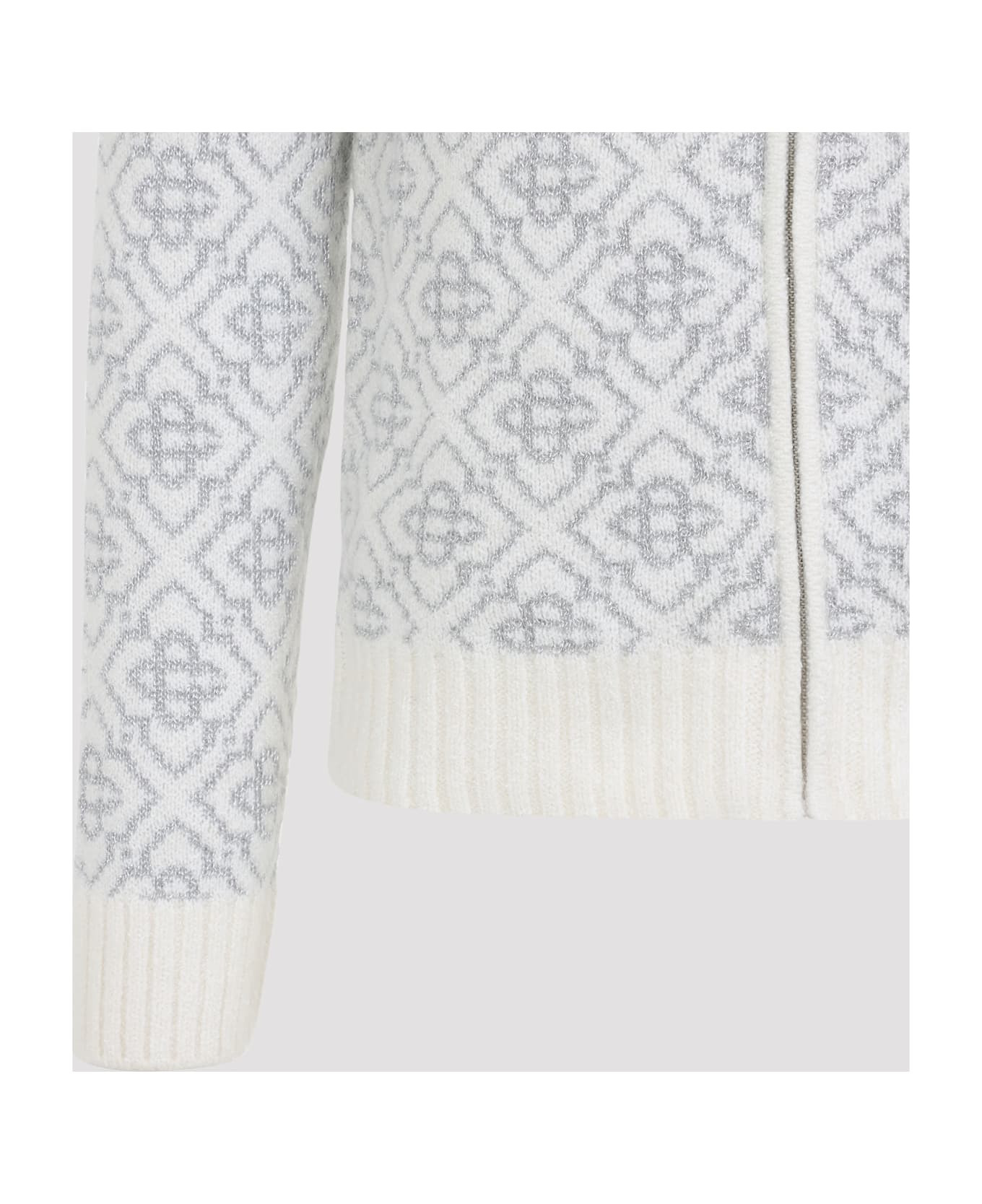 Silver Monogram Zip Up Sweatshirt - 5