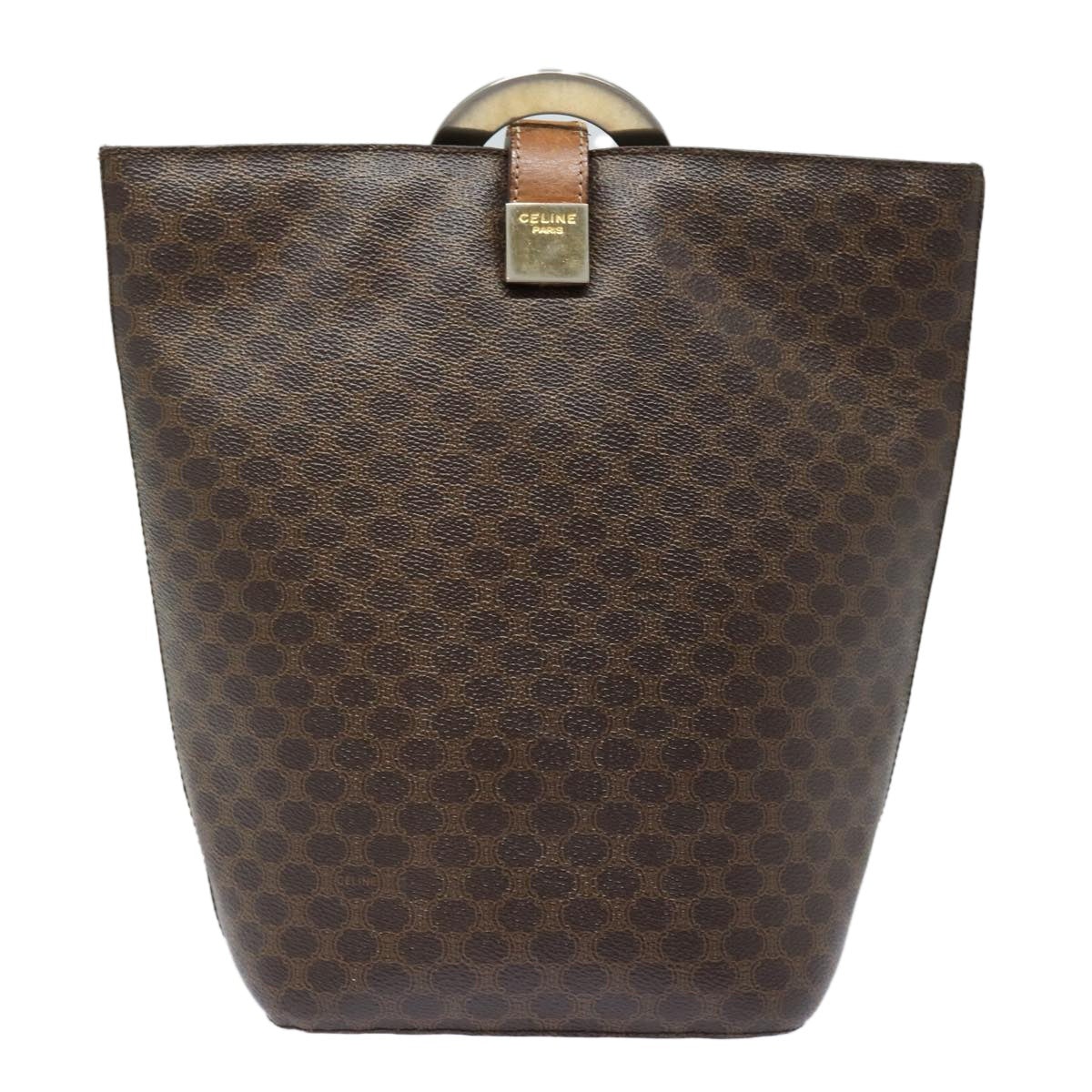 CELINE Macadam Canvas Shoulder Bag Pvc Leather Brown Gold - 2