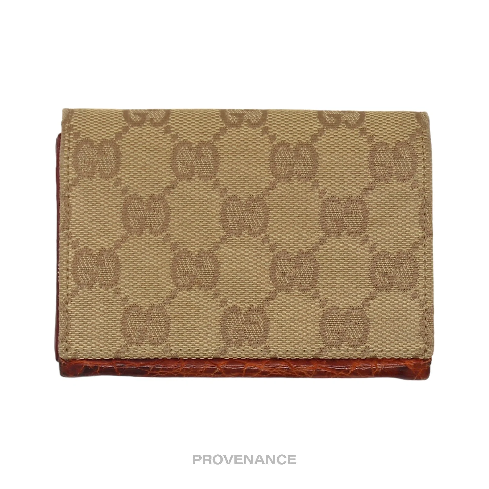 Gucci Pocket Organizer Wallet - Brown GG Canvas Crocodile - 1