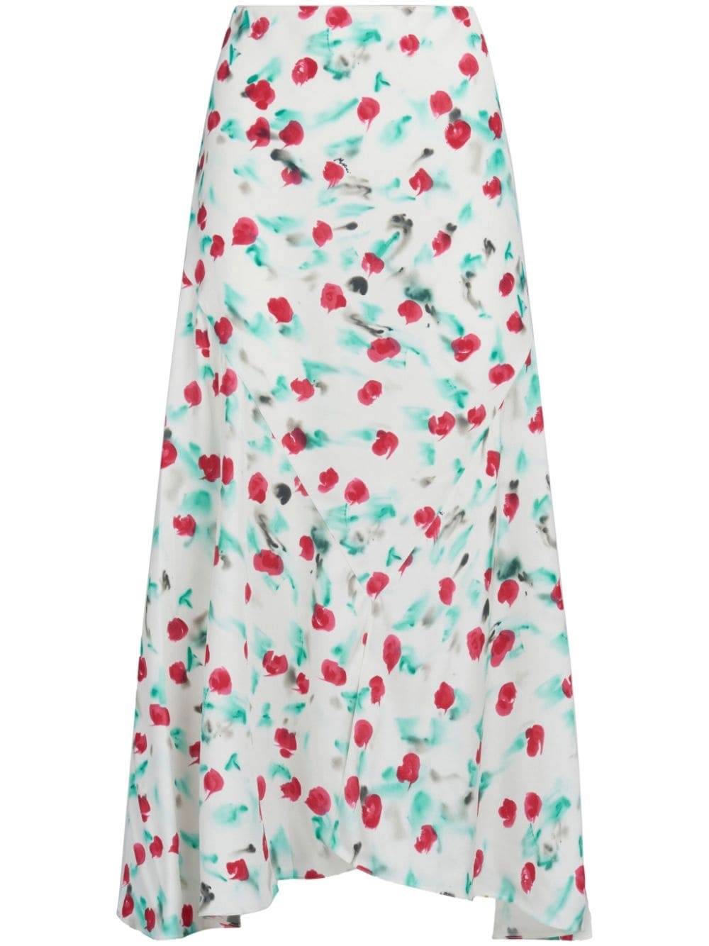 floral-print A-line cotton midi skirt - 1