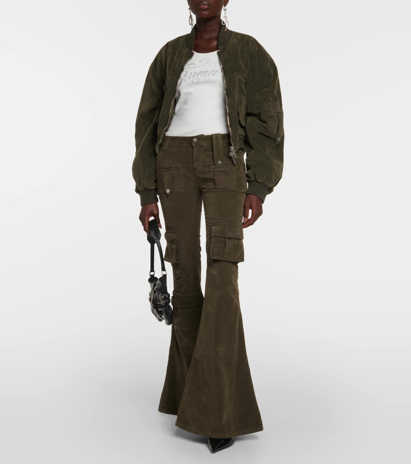 Blumarine Low-rise velvet flared cargo pants outlook