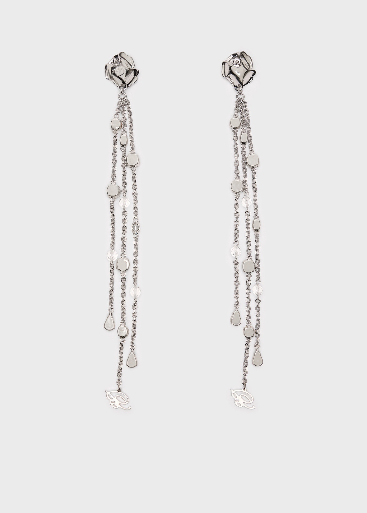 EARRINGS WITH PENDANTS AND ROSE - 2