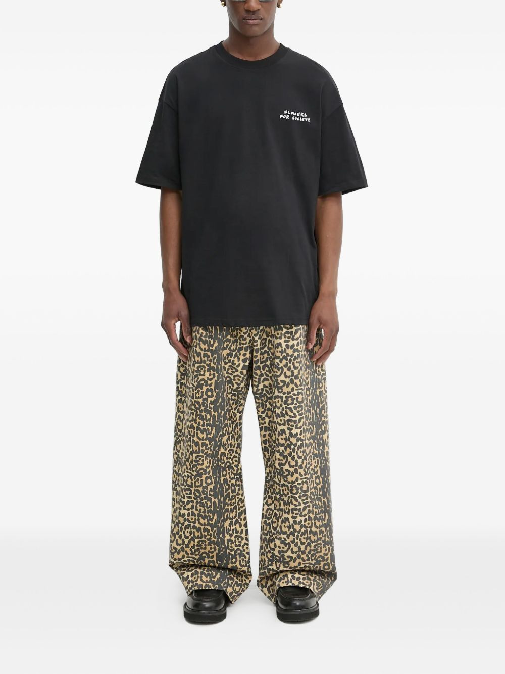 leopard-print wide-leg trousers - 3