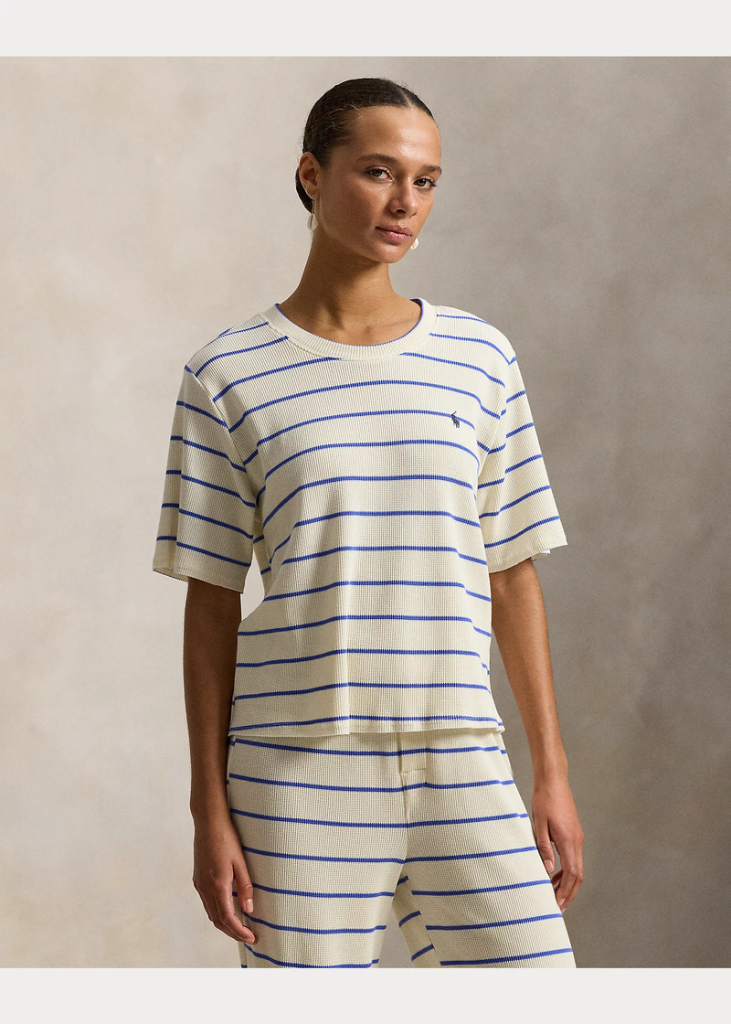 Striped Waffle-Knit Pajama Set 3