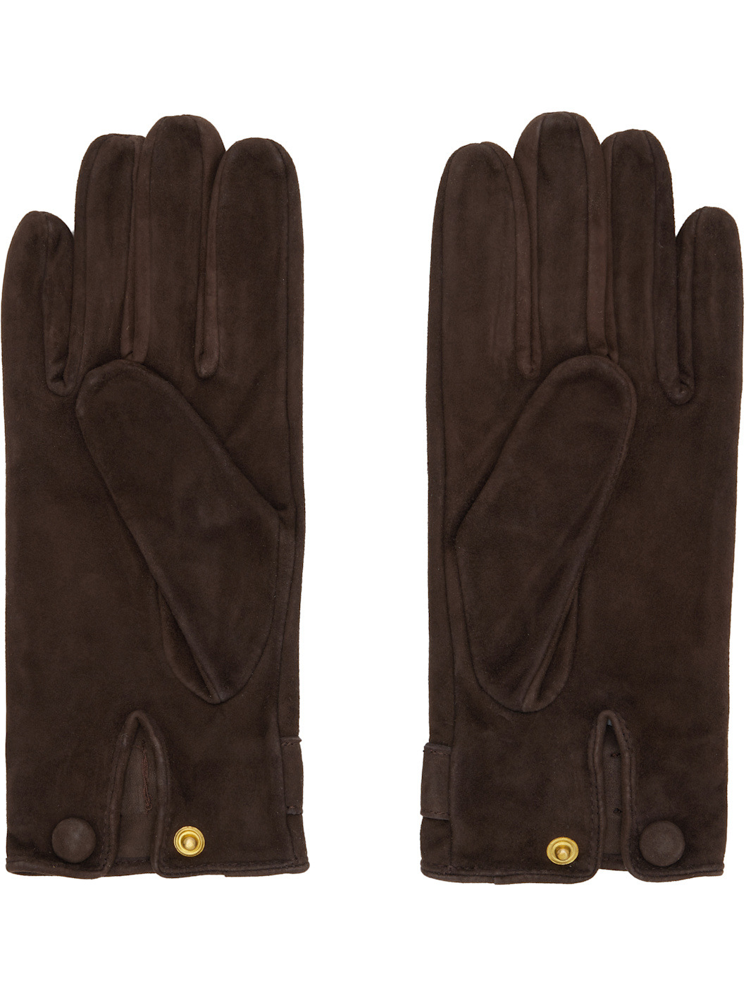 Brown Buckle Appliqué Leather Gloves - 2