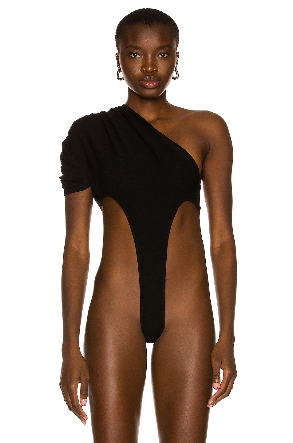 Side Cutout One Shoulder Bodysuit - 2