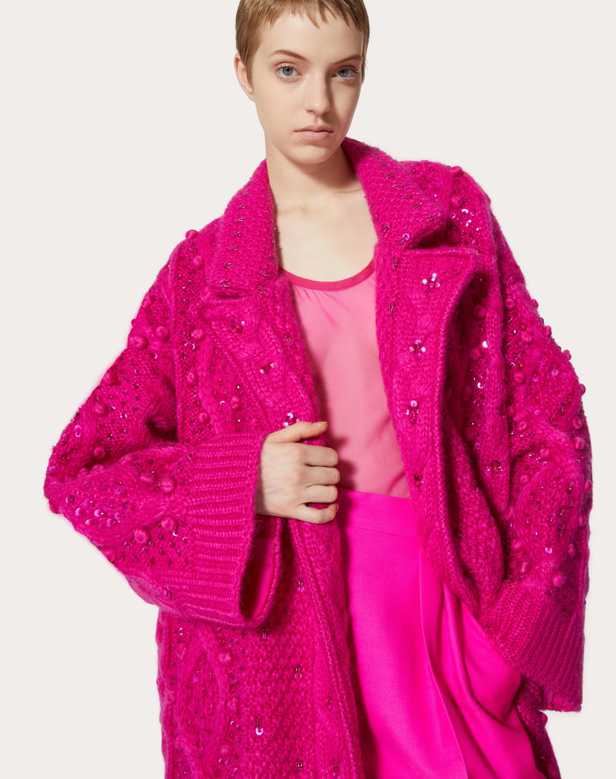 EMBROIDERED MOHAIR WOOL COAT - 5