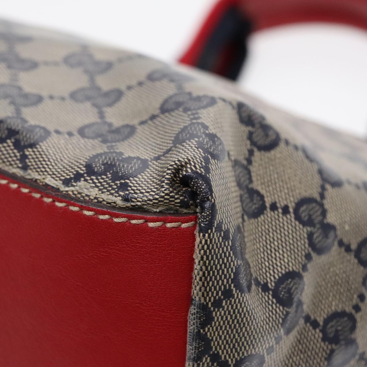 GUCCI GG Crystal Sherry Line Tote Bag Gold Red Navy - 11