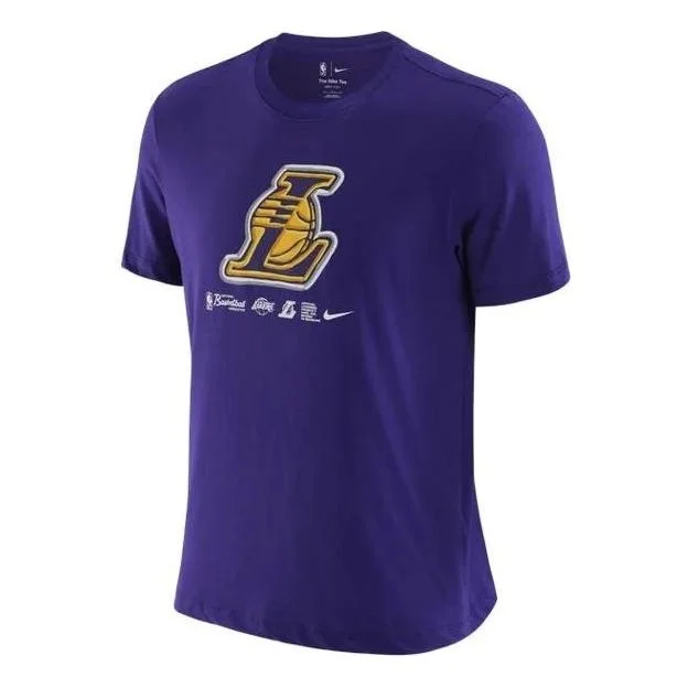 Men's Nike Logo Alphabet Round Neck Short Sleeve Los Angeles Lakers Purple T-Shirt DH6793-547 - 1