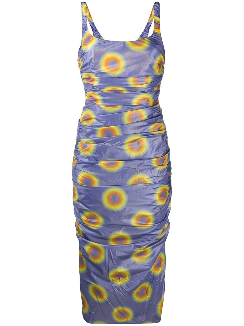 ruched gradient polka dot dress 1