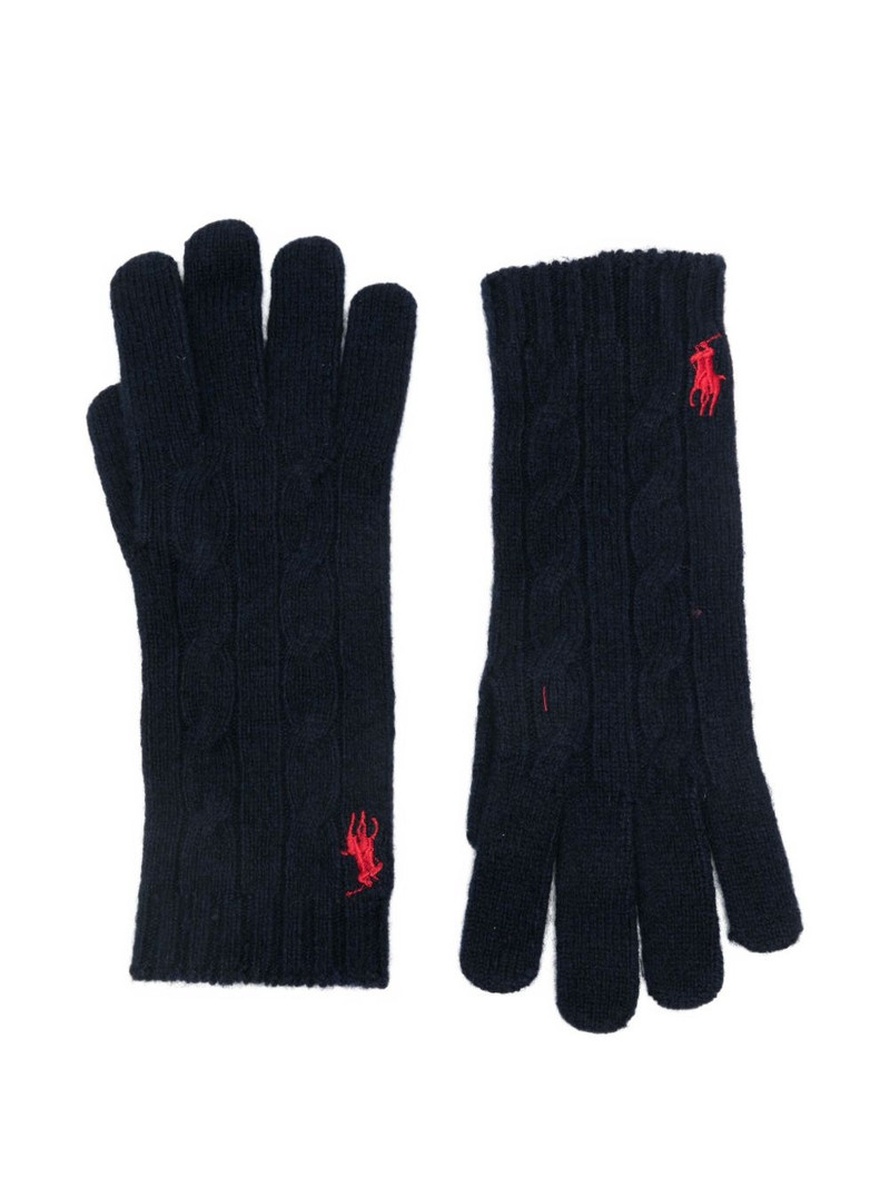 logo-embroidered knitted gloves 1