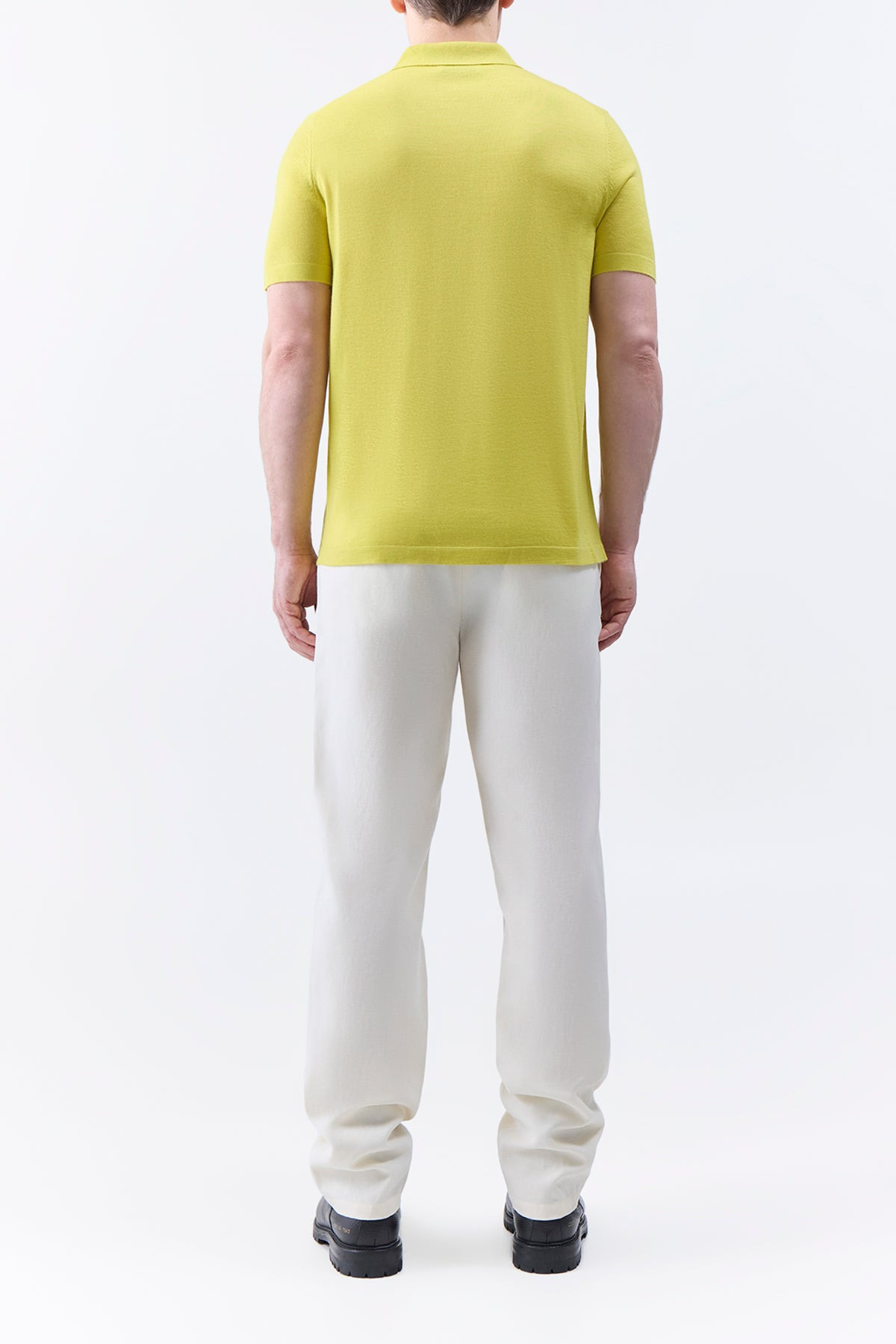 Stendhal Knit Short Sleeve Polo in Lime Adamite Cashmere - 4