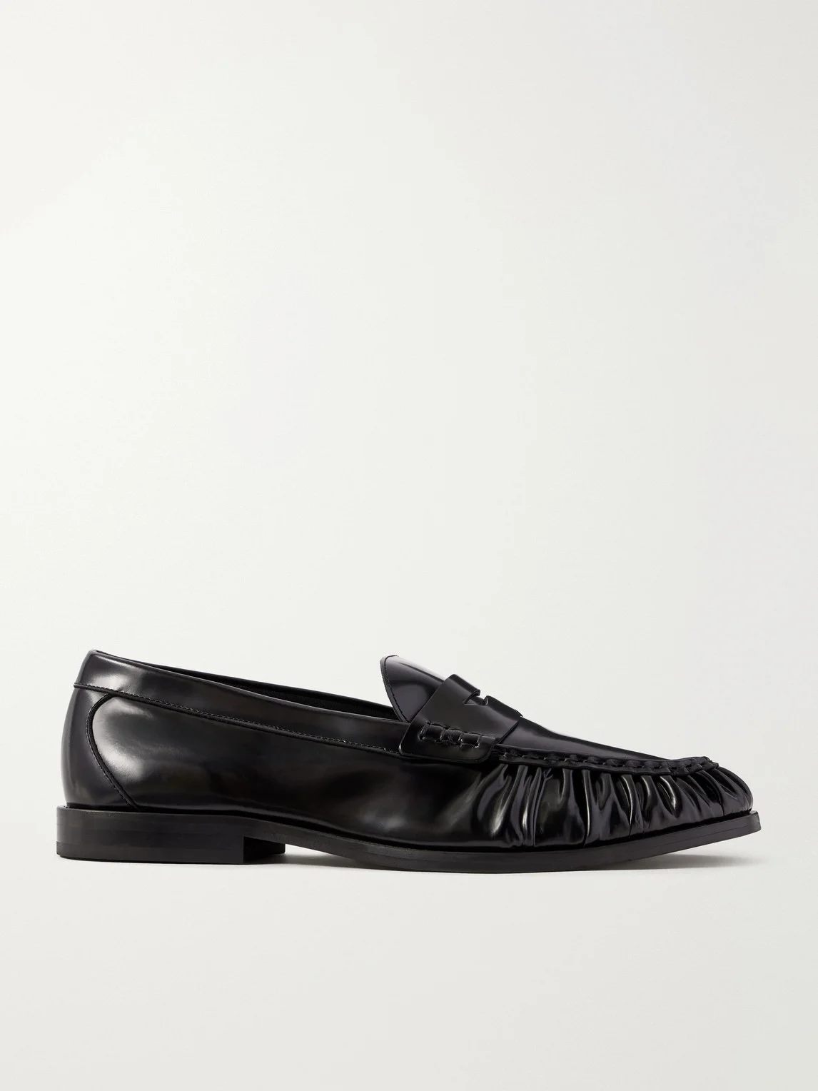 Louee Gathered Leather Loafers - 1