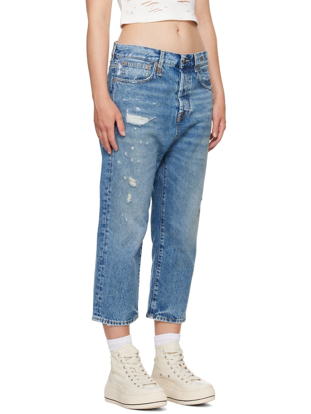 Blue Tailored Drop Jeans - 2