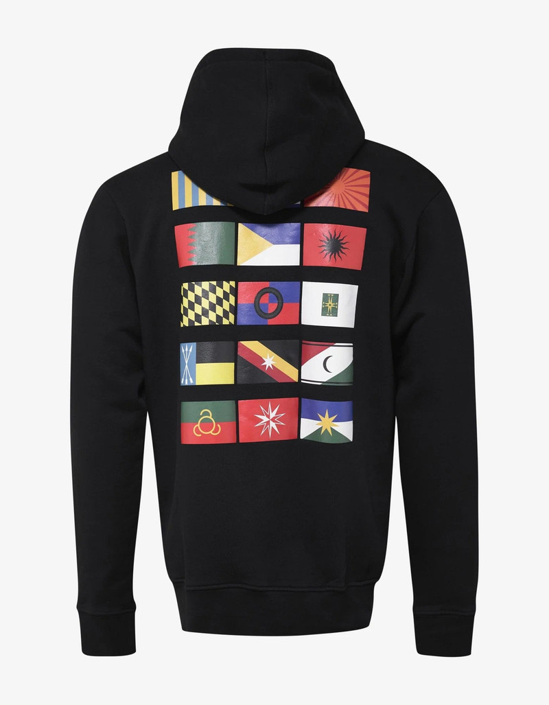 Marcelo Burlon County Of Milan Marcelo Burlon Black Eagle & Flags Print Hoodie outlook