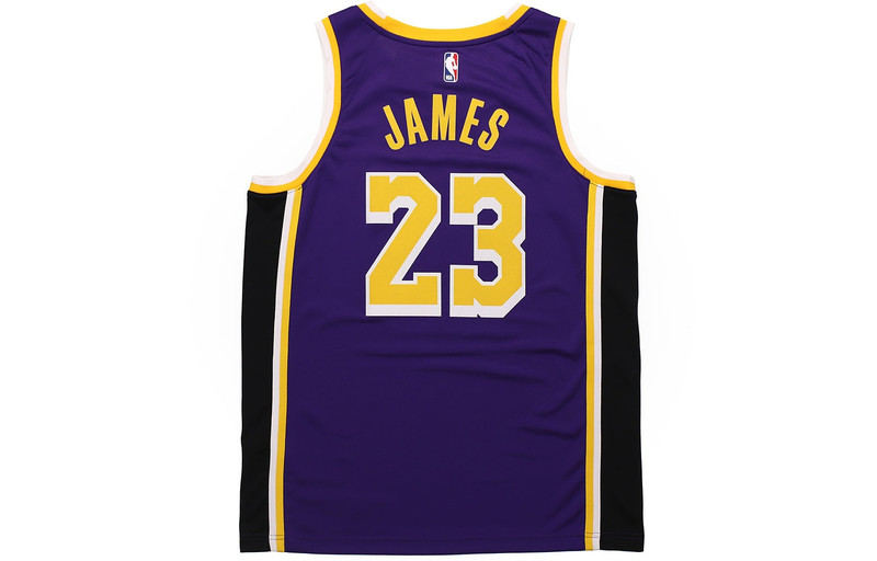 Jordan Nike Los Angeles Lakers LeBron James Statement Jersey 'Purple Yellow' CV9481-508 outlook