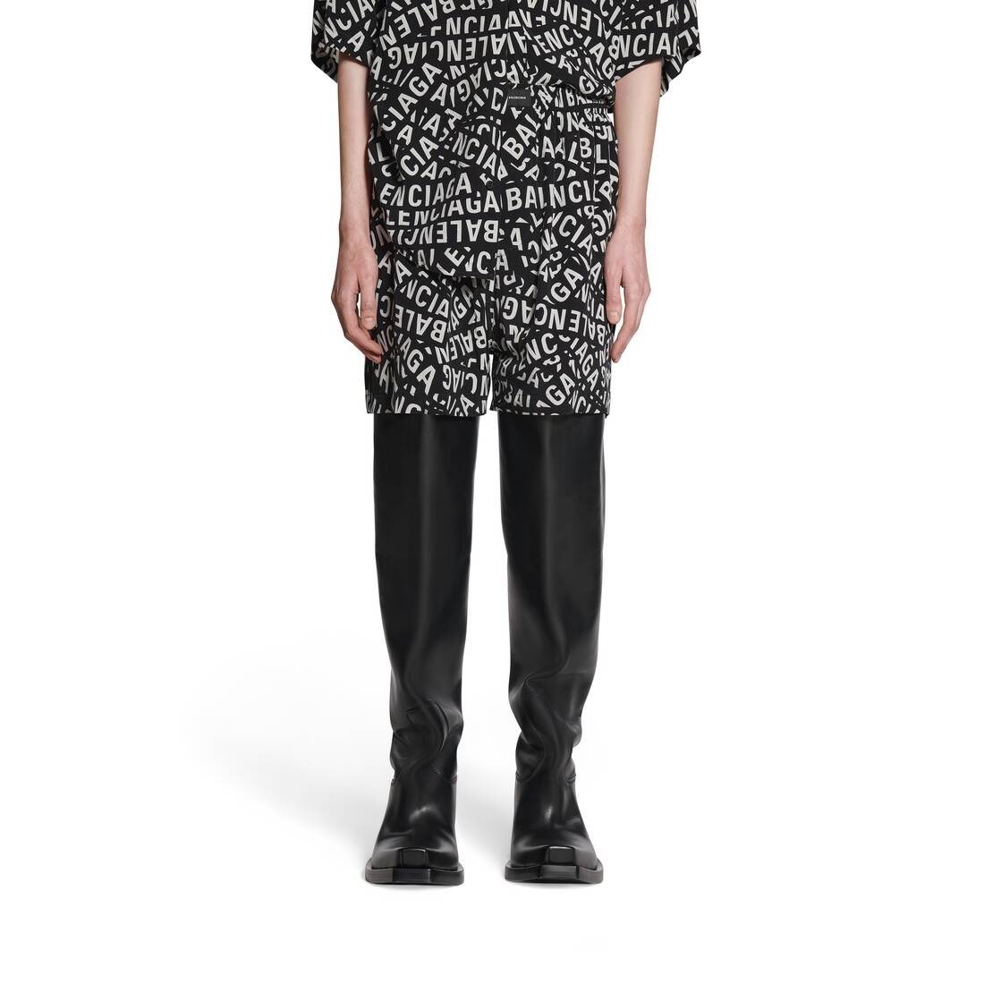Men's Logo Strips Pyjama Shorts in Black - 5