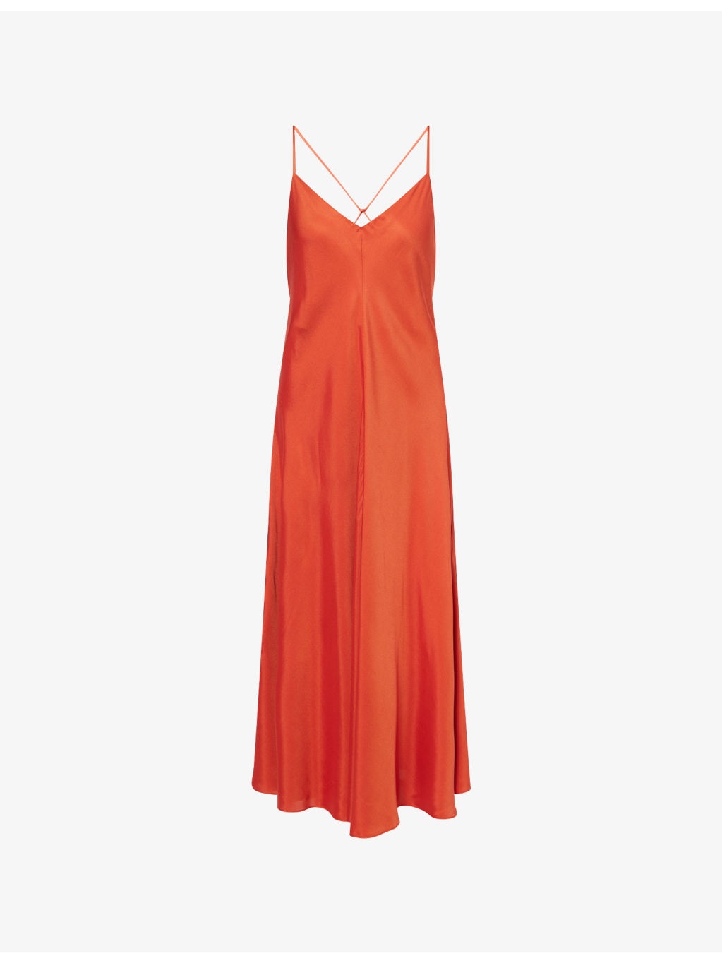 A-Line V-Neck Silk-Blend Midi Dress - 1