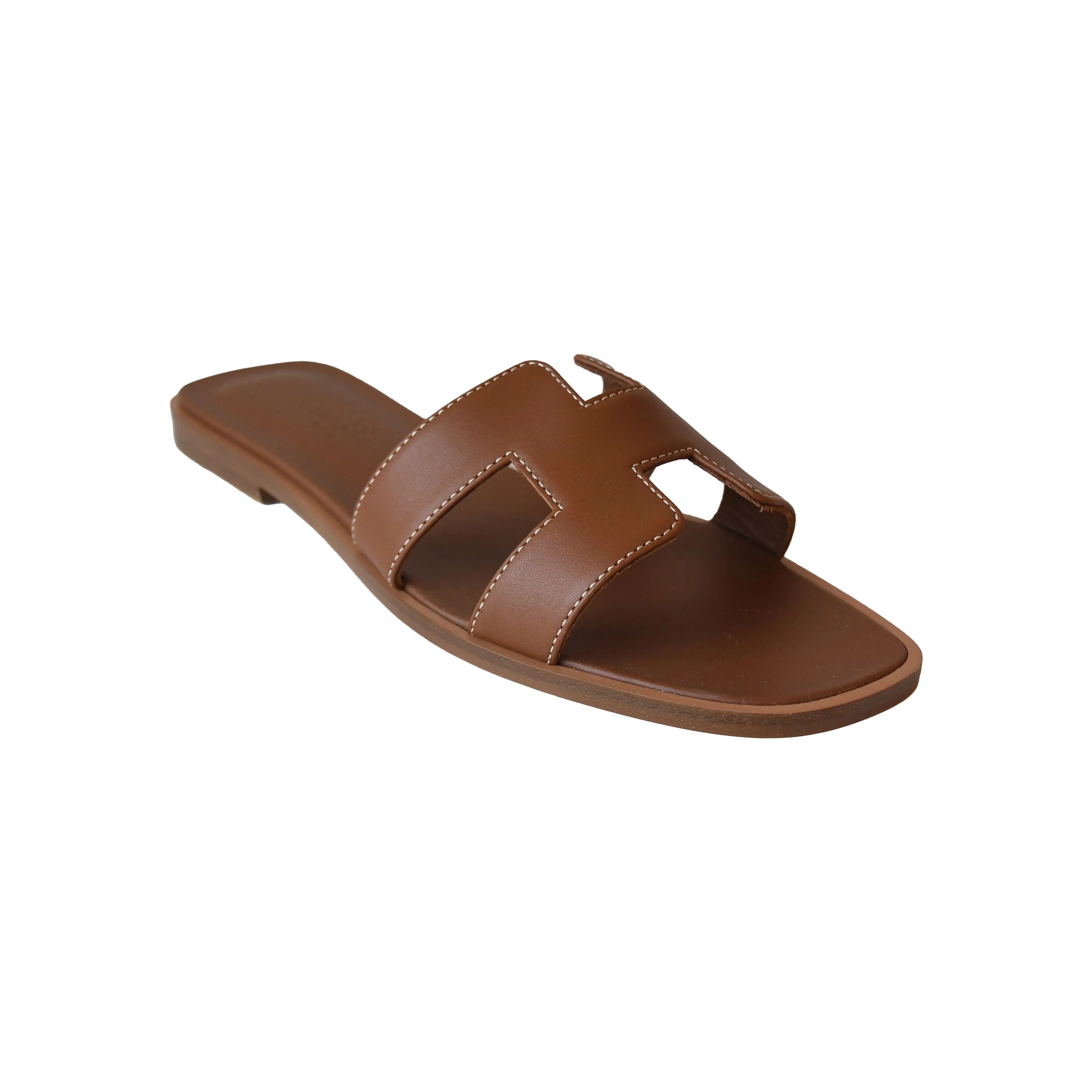 Hermes Oran Sandals Gold Brown - 1
