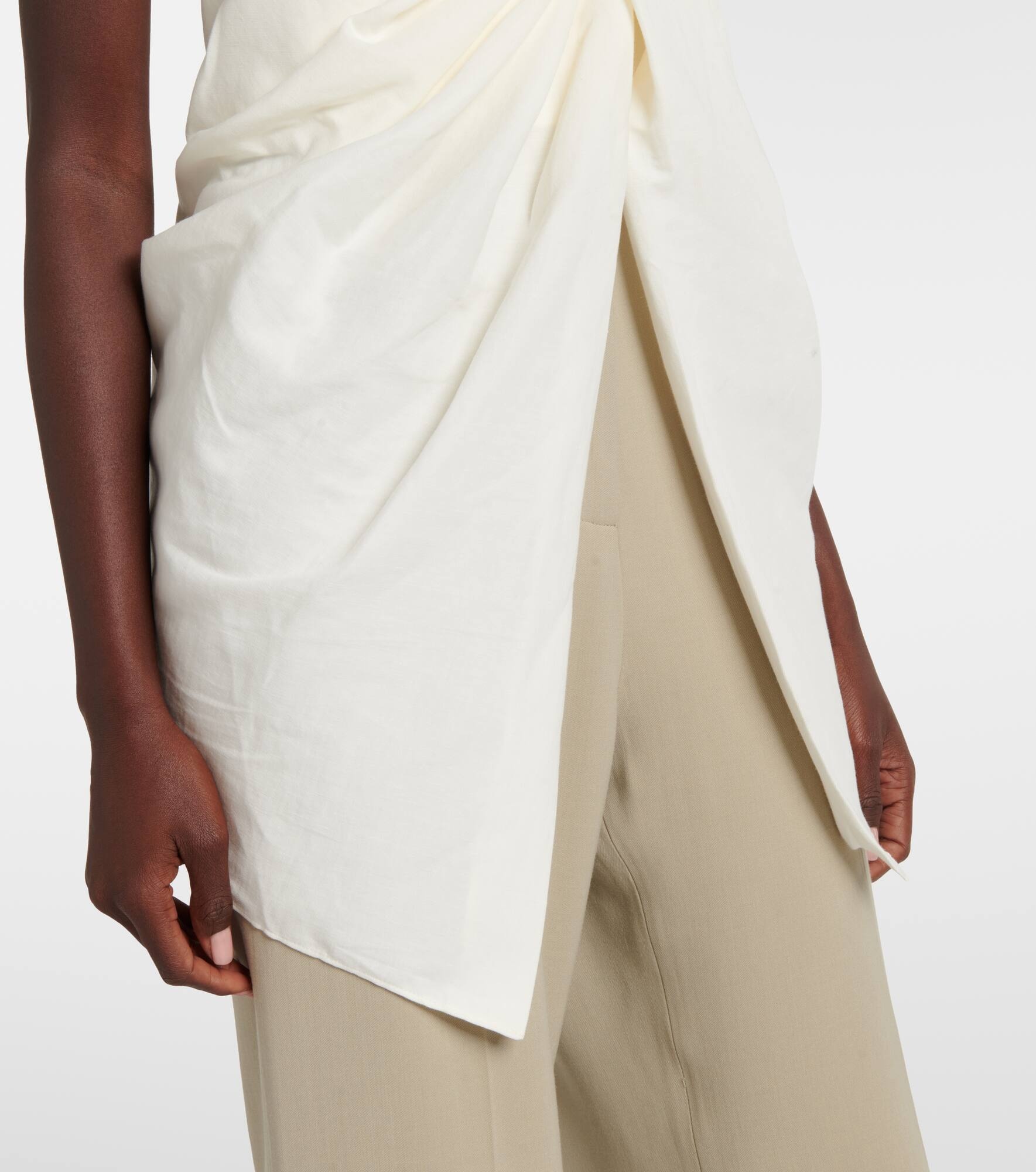 Tuiren draped linen and cotton-blend top - 5