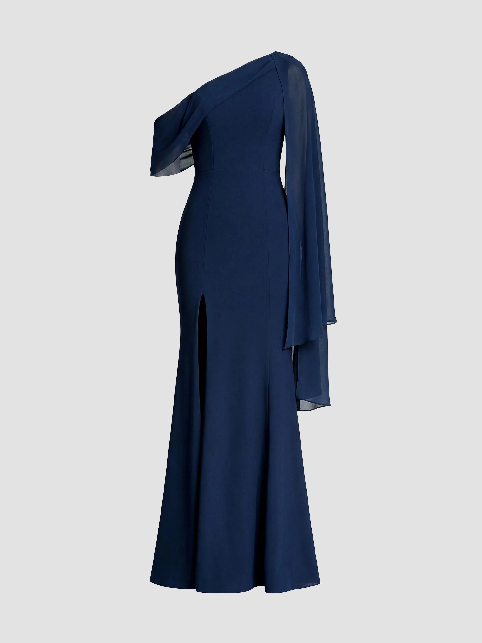 Women's Sera Asymmetric Crepe Gown - Navy - 1
