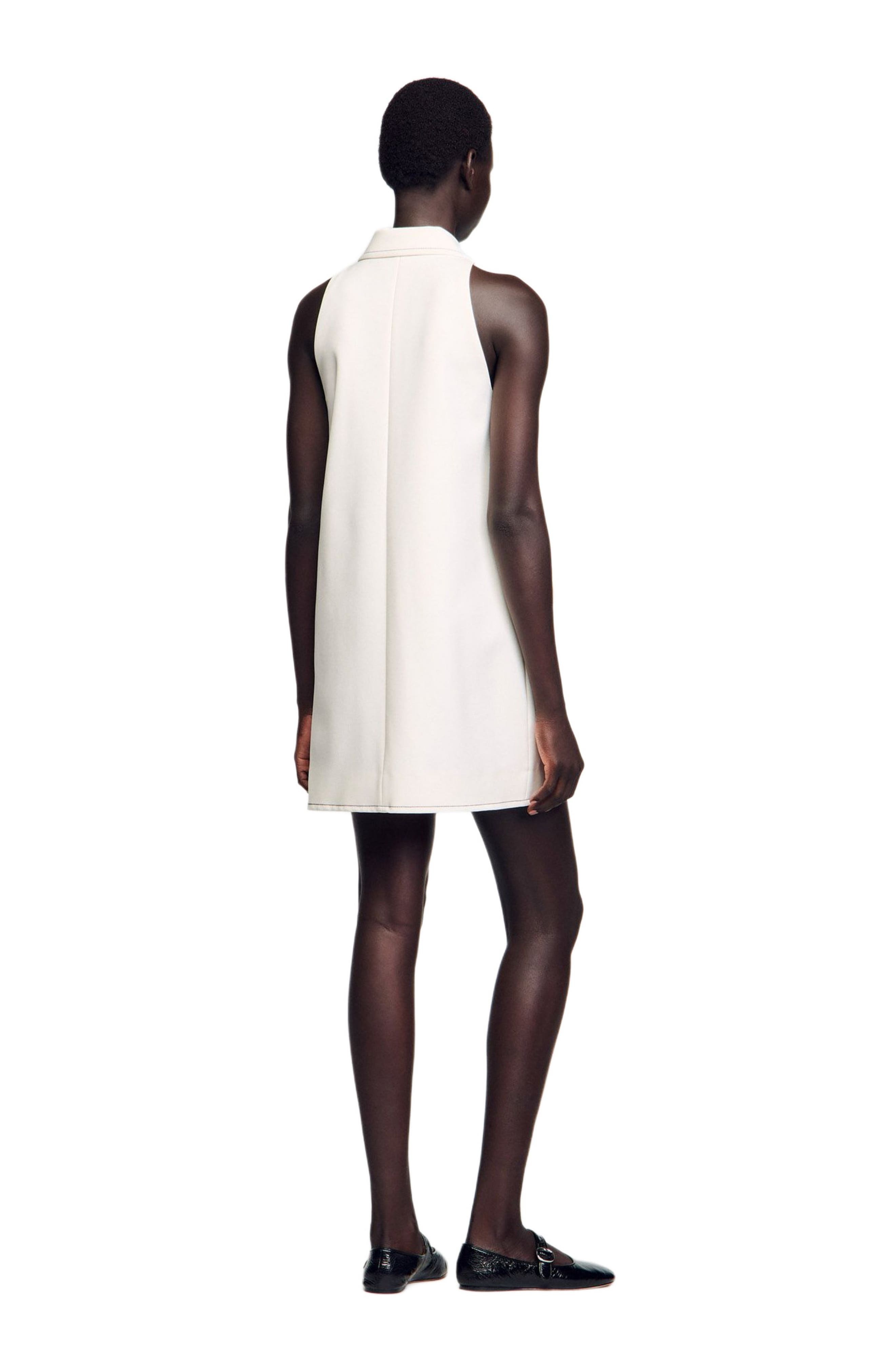 SANDRO Peter Pan collar short dress in Ecru at Nordstrom - 2