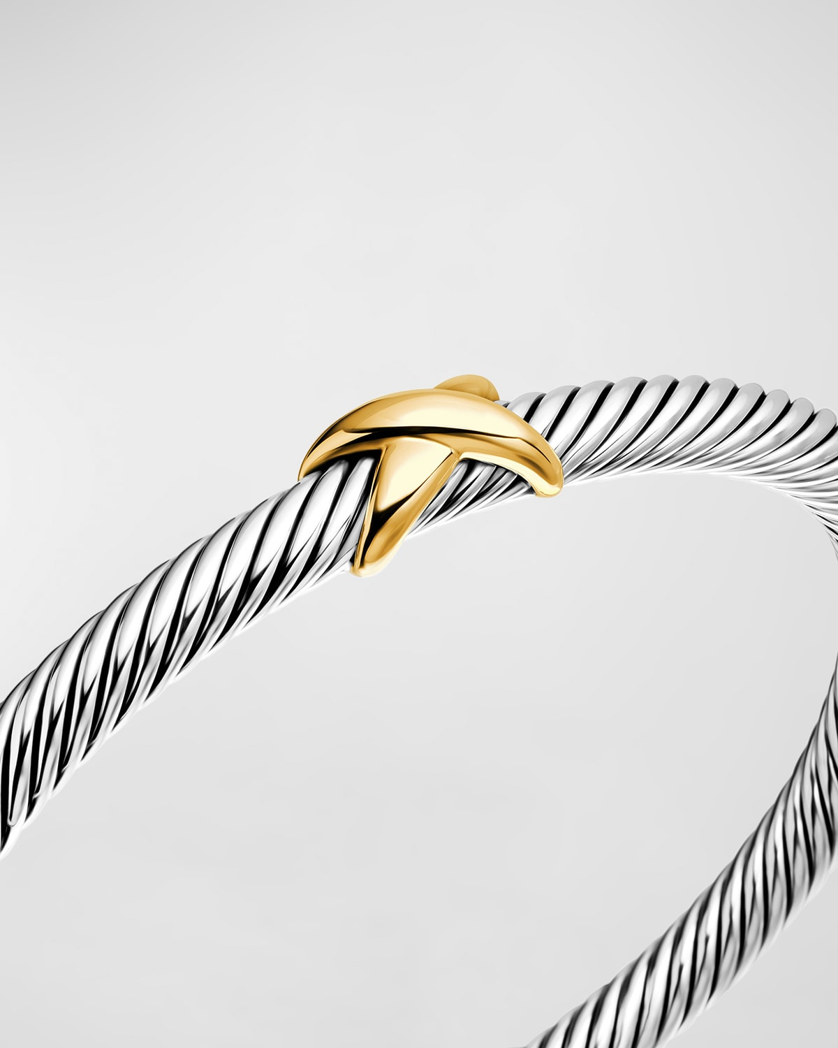 Cable Bracelet in Silver with 14K Gold, 5mm - 5
