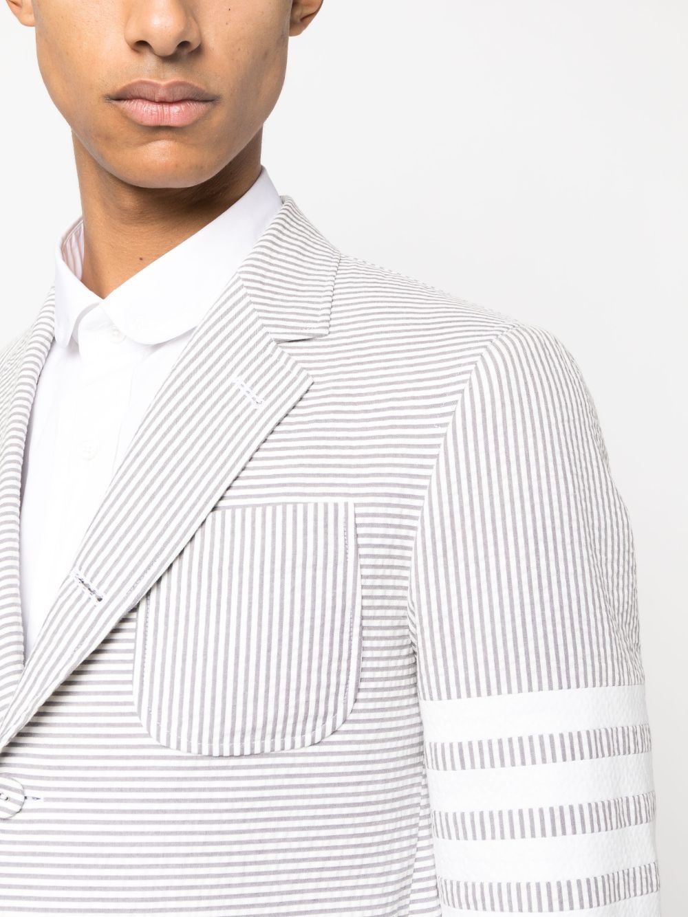 striped single-breasted blazer - 5