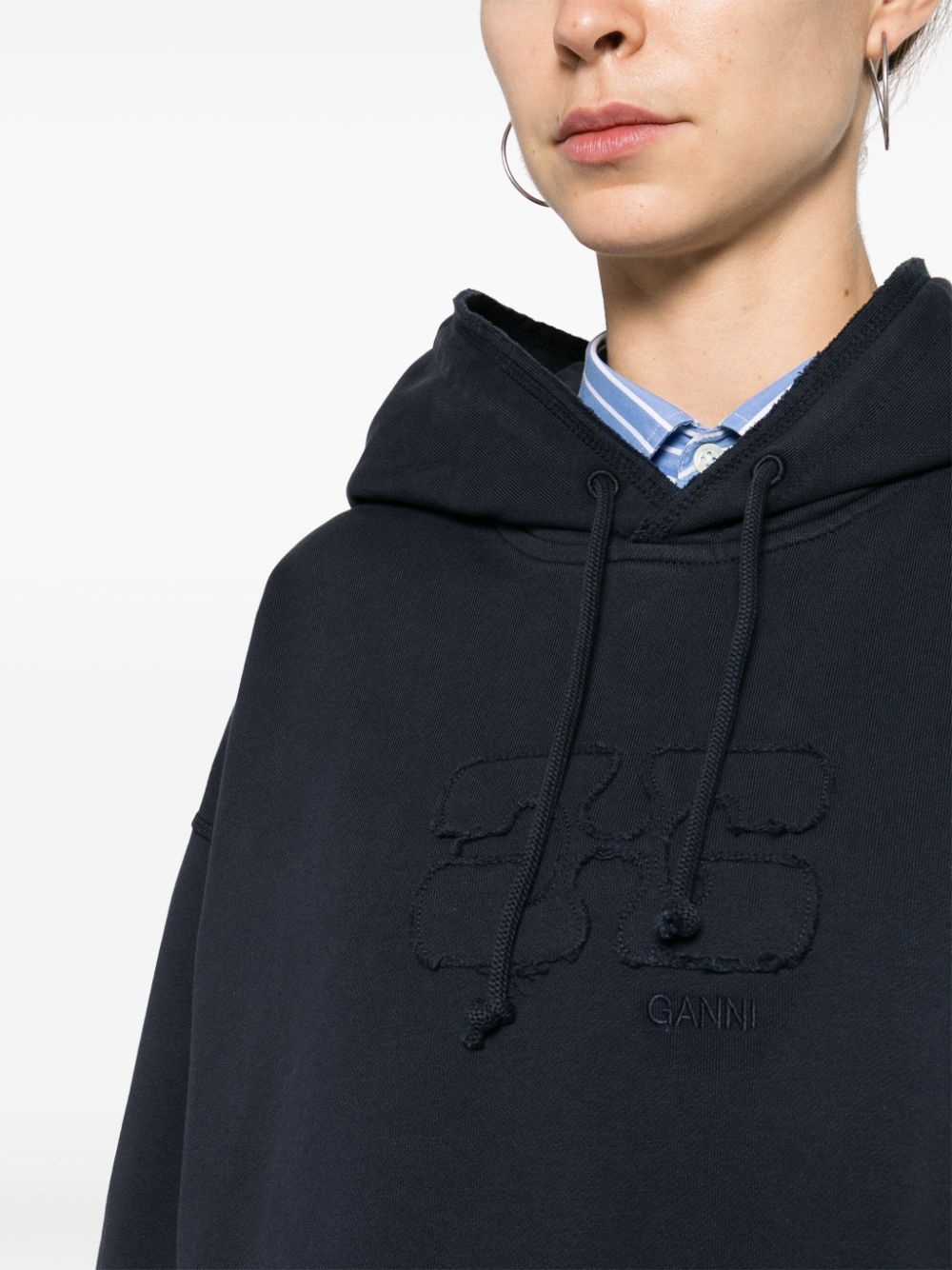 logo-embroidered organic cotton hoodie - 5
