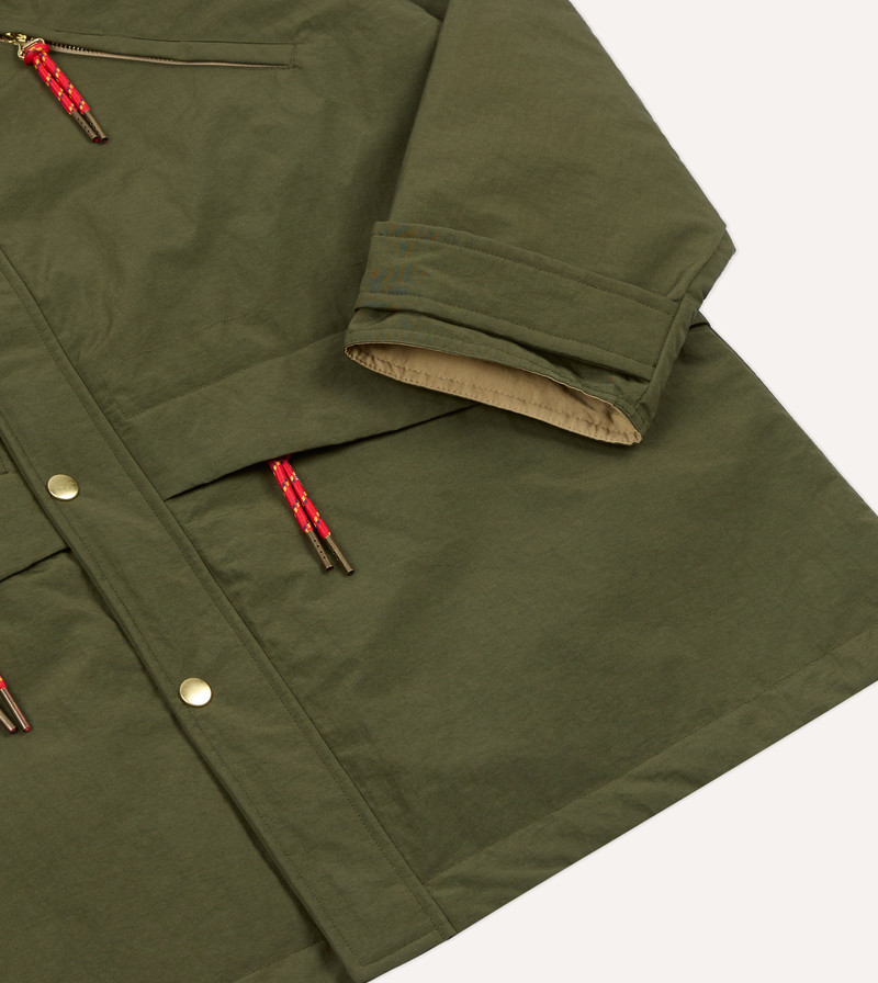 Olive and Ecru Nylon Windbreaker 5