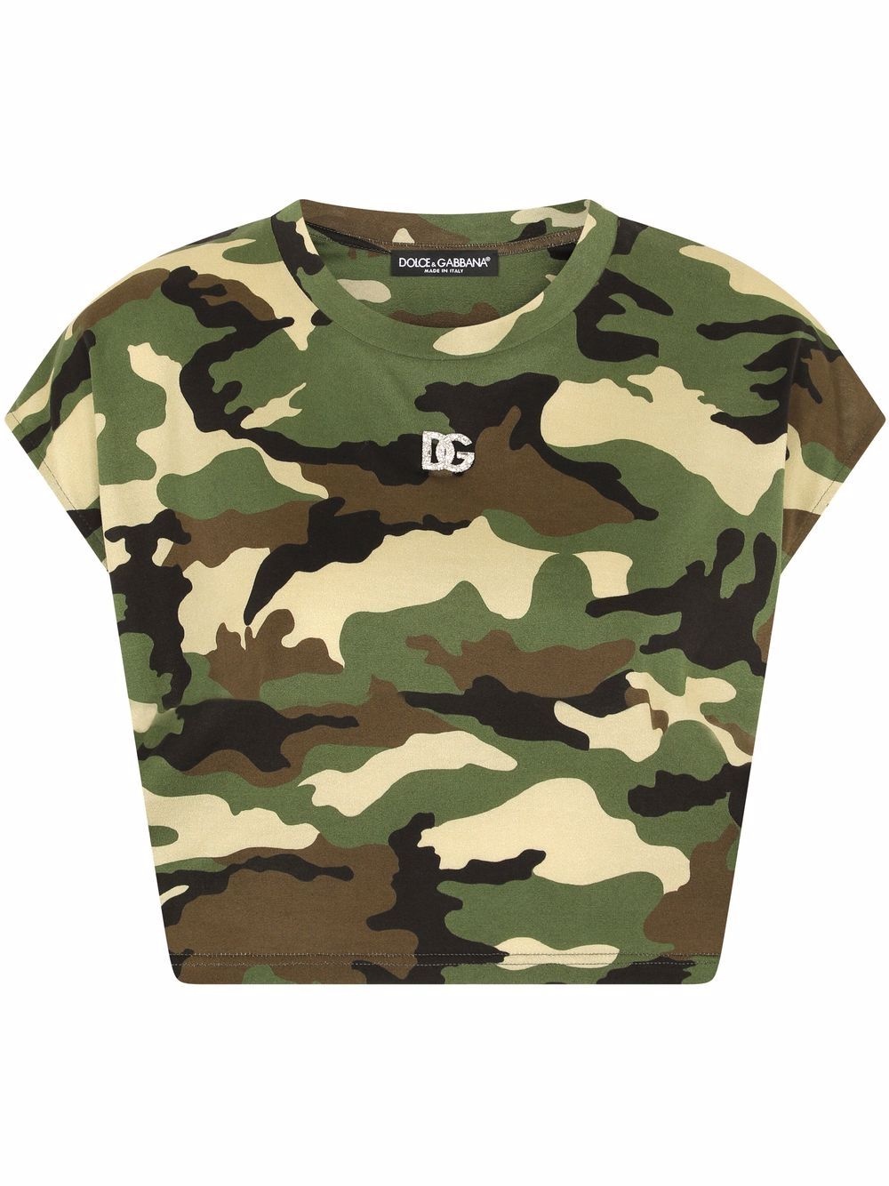 camouflage-print cropped T-shirt - 1