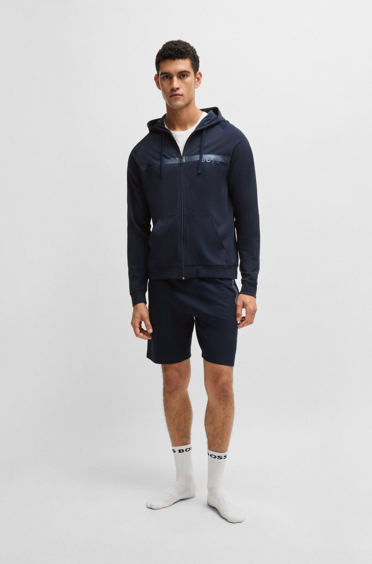 COTTON-TERRY SHORTS WITH METALLIC LOGO - 3