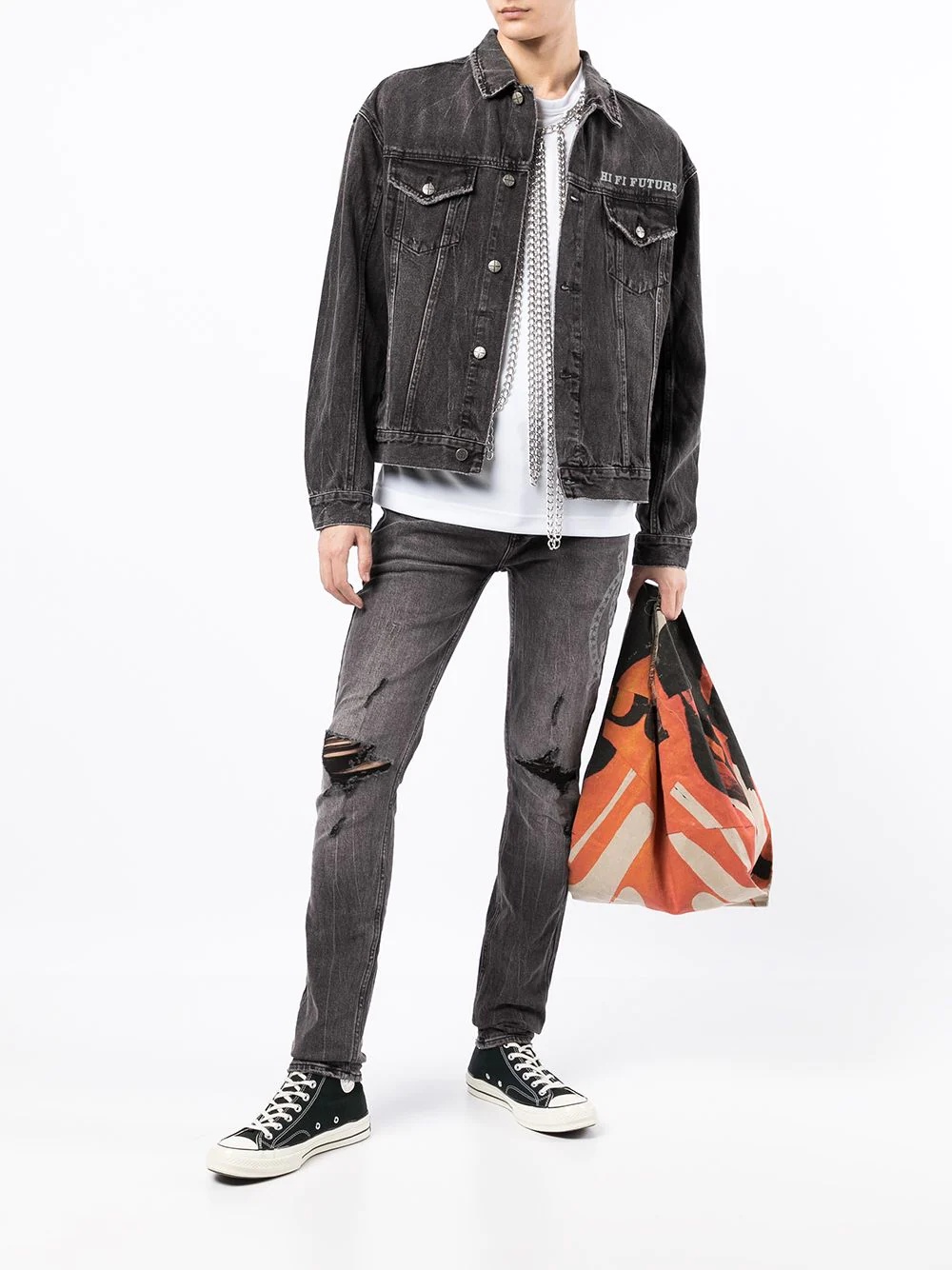 motif-print slim-fit jeans - 2