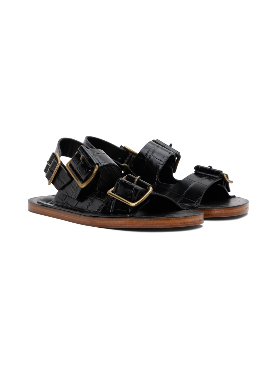 Black Slingback Sandals - 4