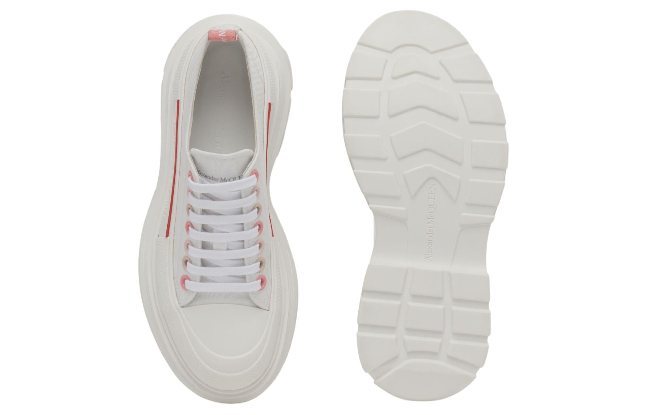 (WMNS) Alexander McQueen Tread Slick 45mm Lace Up Sneakers 'White Pink' 697072W4MV28763 - 5