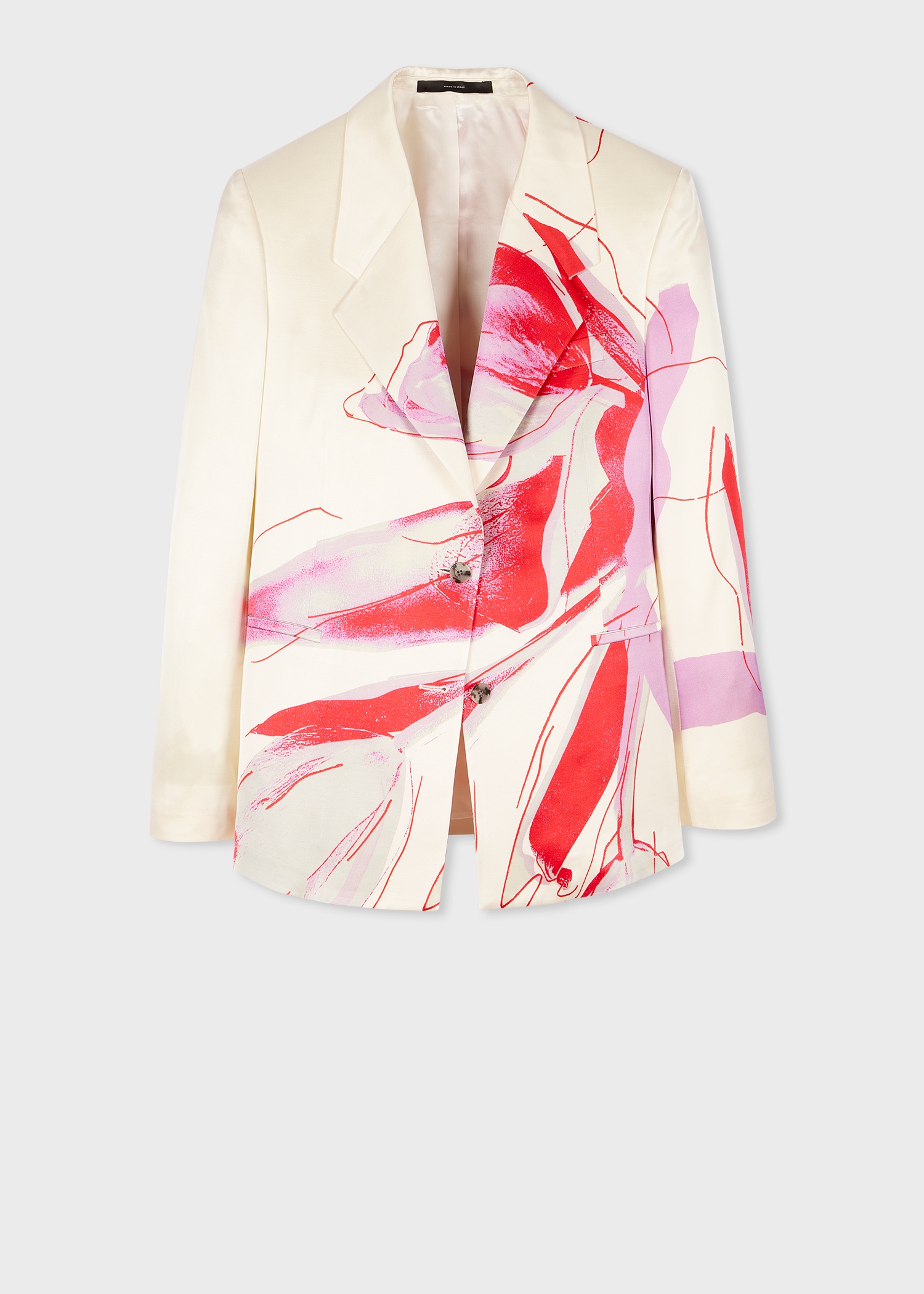 Women's White 'Tulip' Print Viscose-Wool Blazer - 1