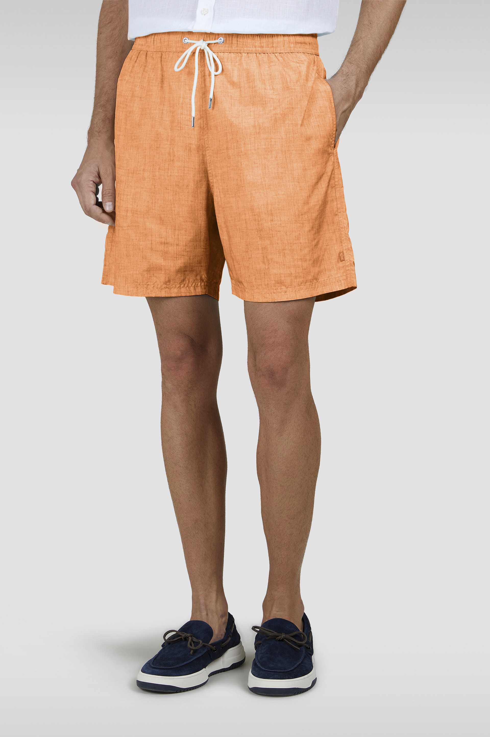 SWIM SHORTS WITH LINEN-EFFECT PRINT - 6