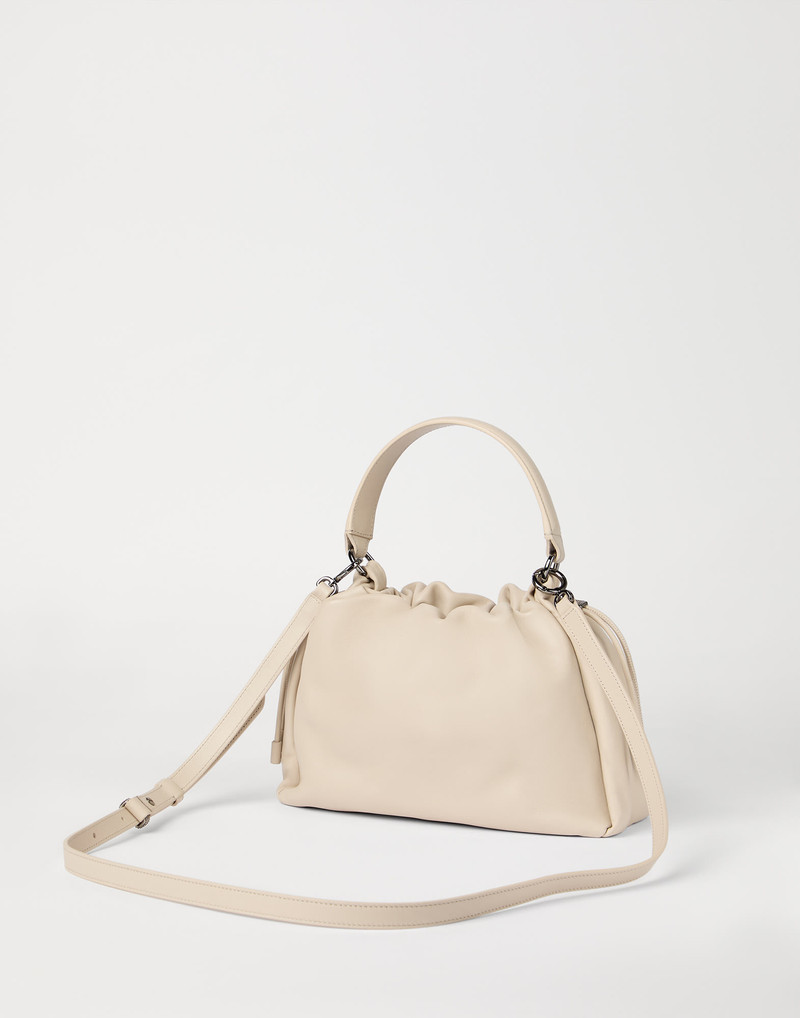 Brunello Cucinelli Mellow small bucket bag in soft leather with monili outlook