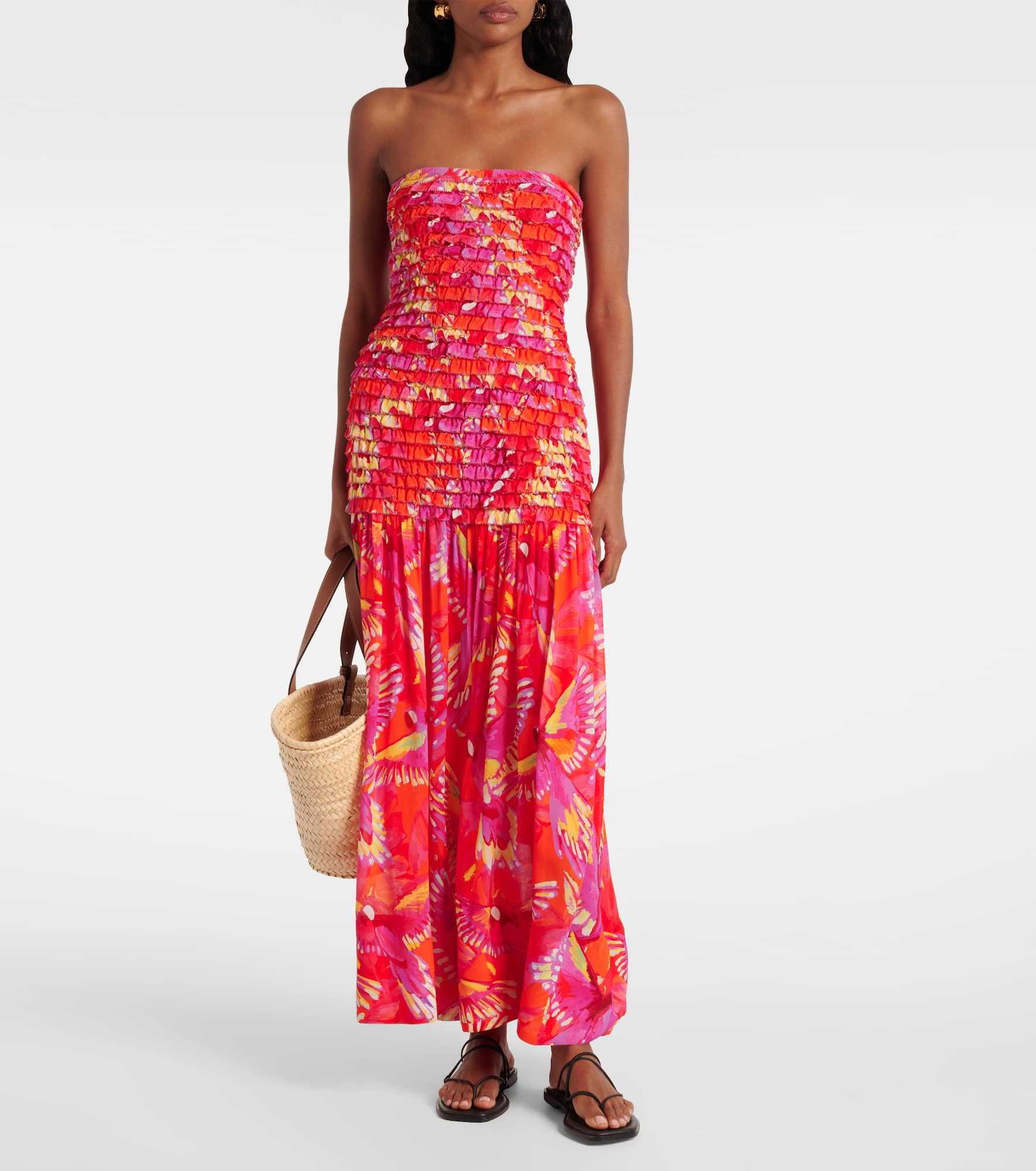 Flying Birds ruched maxi dress - 2