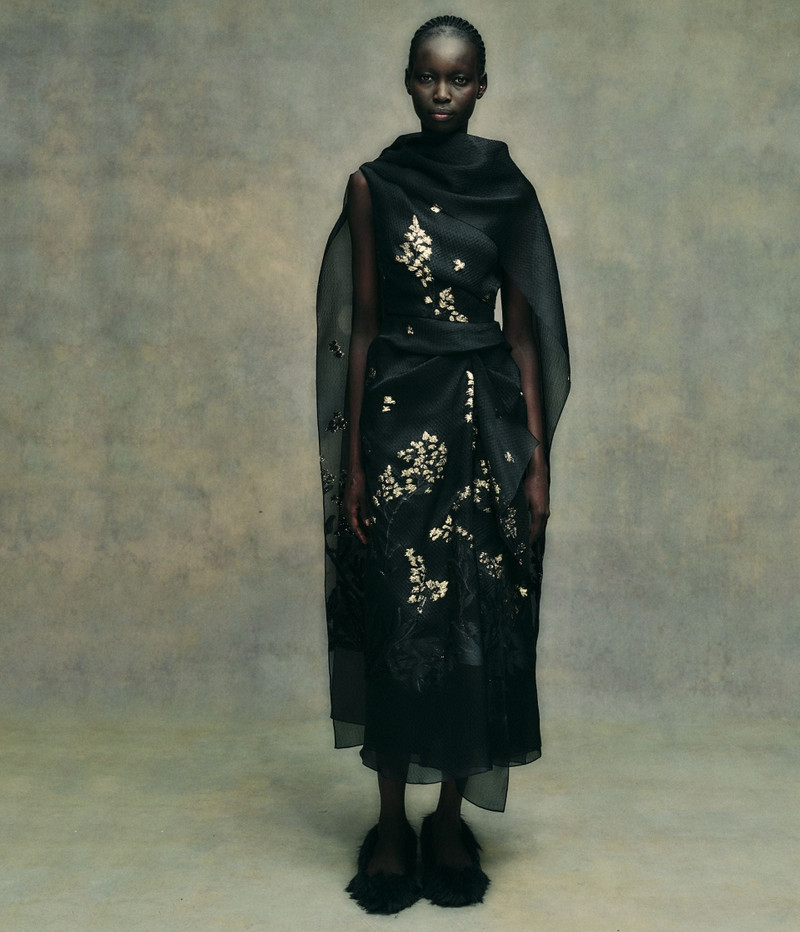 ORGANZA FIL COUPÉ DRAPED MIDI DRESS 7